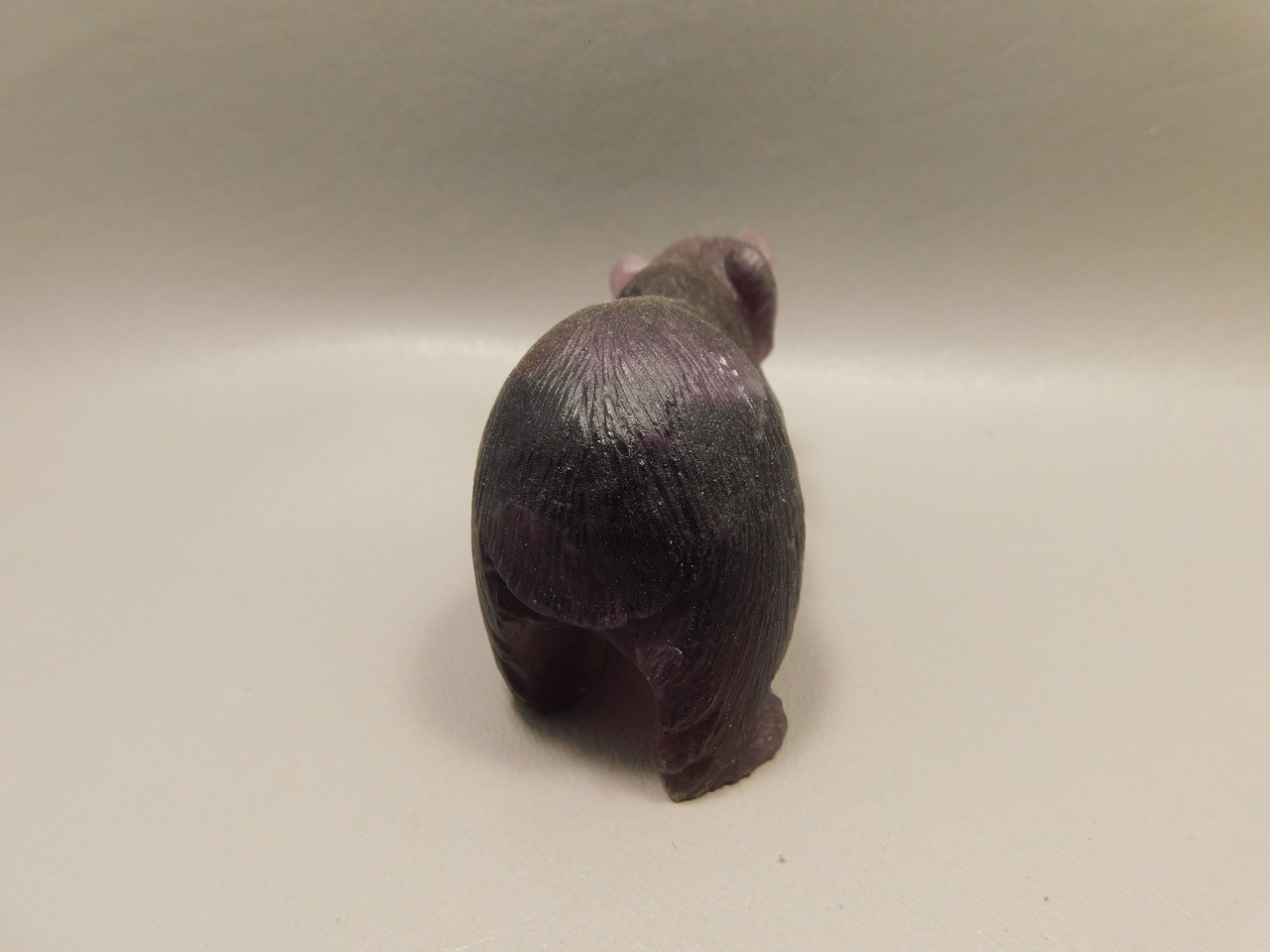 Bear Figurine Gemstone Animal Carving Purple Fluorite Crystal #O41