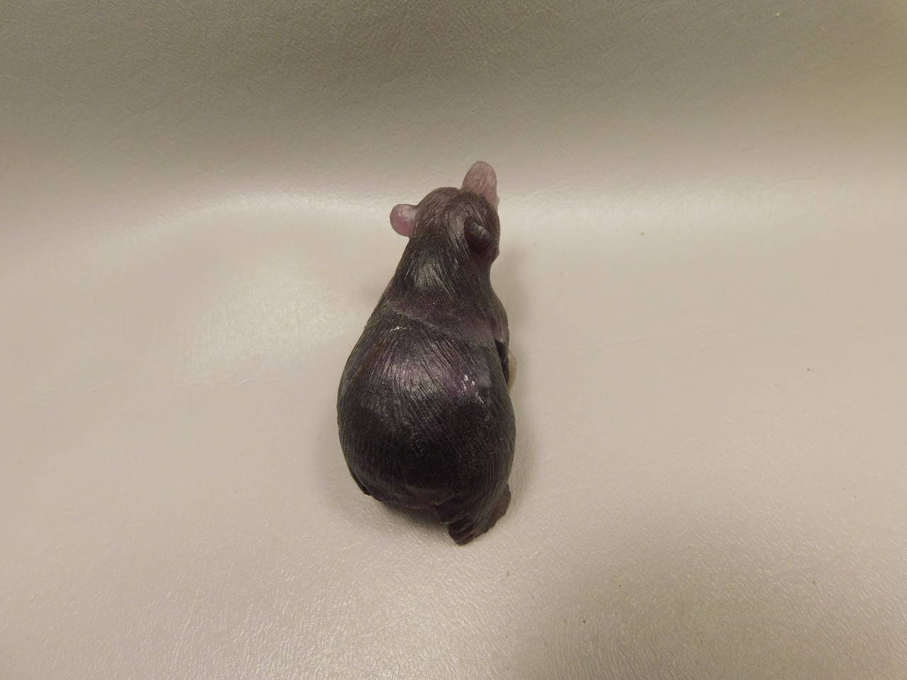 Bear Figurine Gemstone Animal Carving Purple Fluorite Crystal #O41