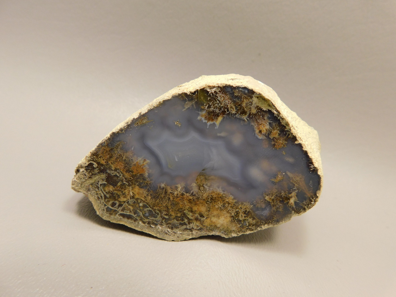 Owls Hole Agate Polished Stone Collector Banded Blue Rock #O100