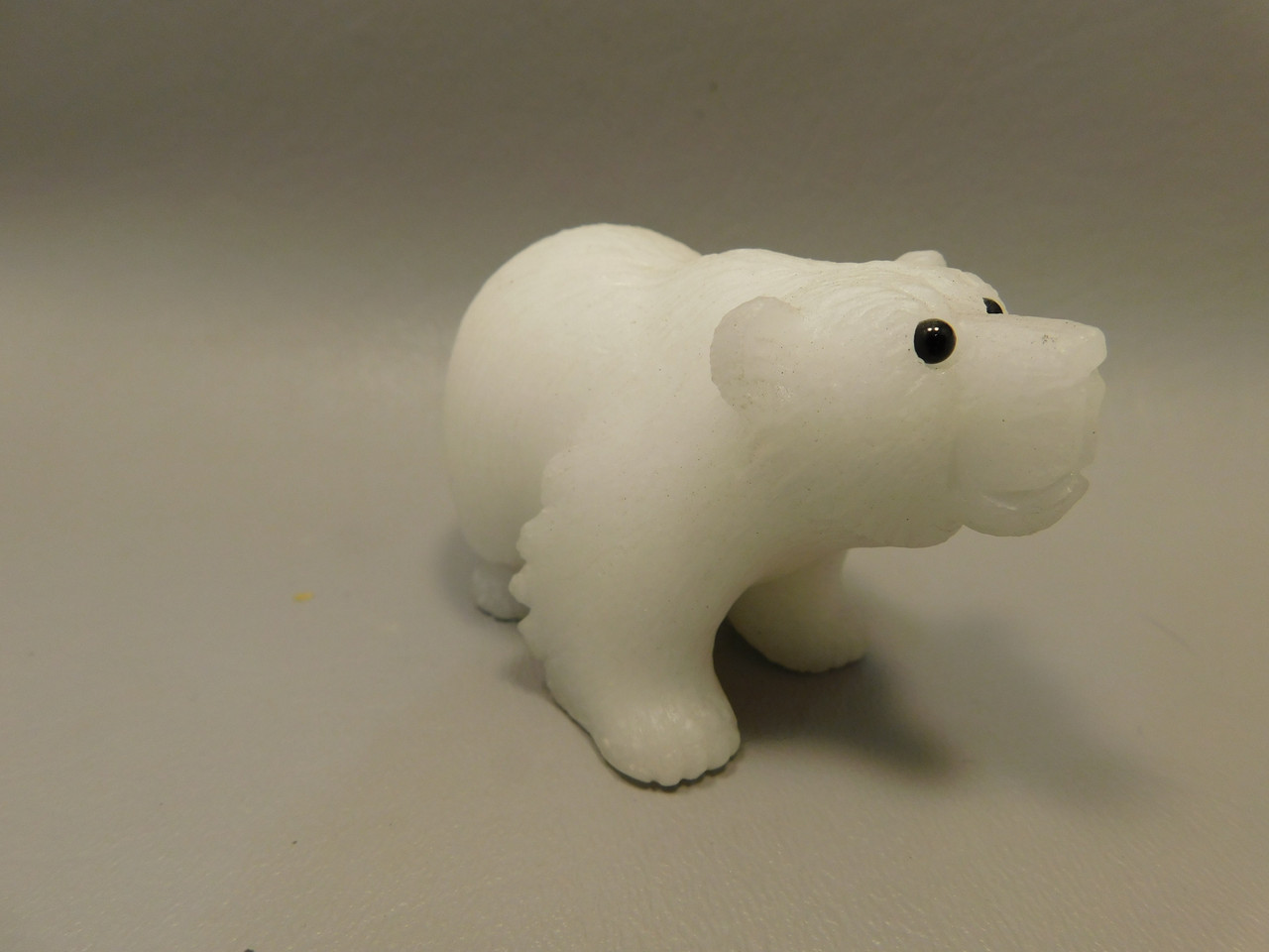 Polar Bear Figurine Gemstone Animal Carving White Marble #O