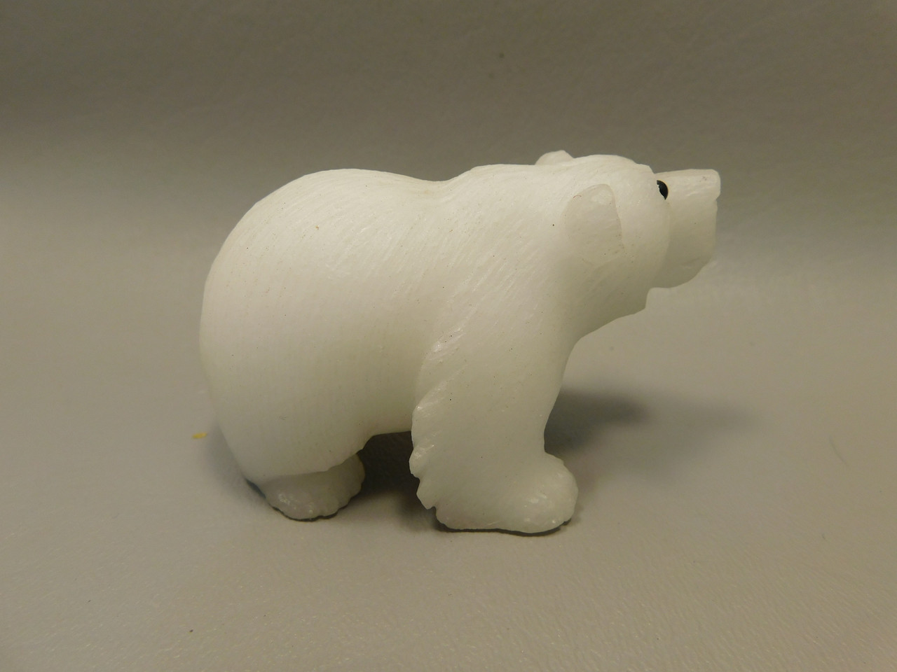 Polar Bear Figurine Gemstone Animal Carving White Marble #O