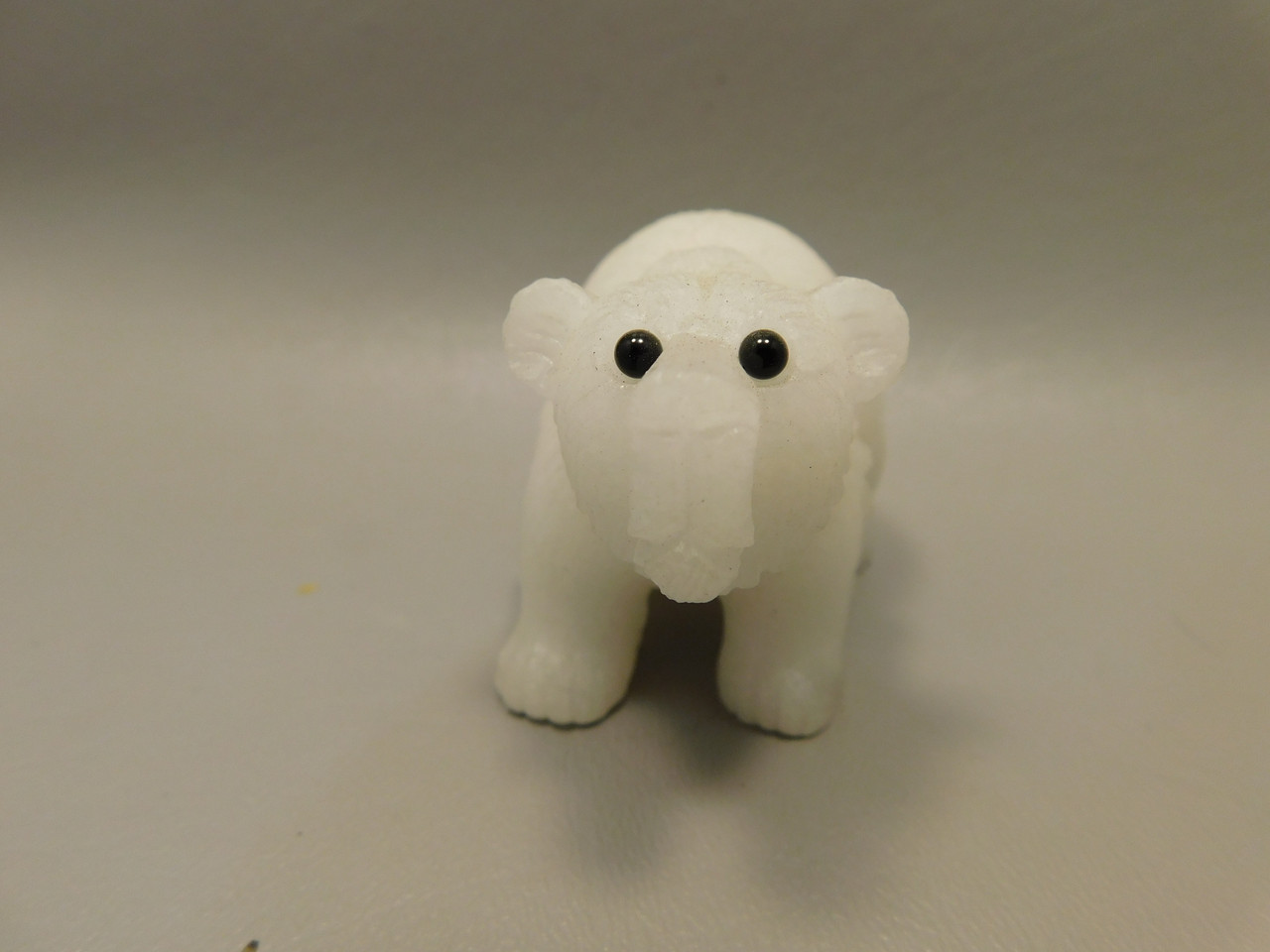 Polar Bear Figurine Gemstone Animal Carving White Marble #O