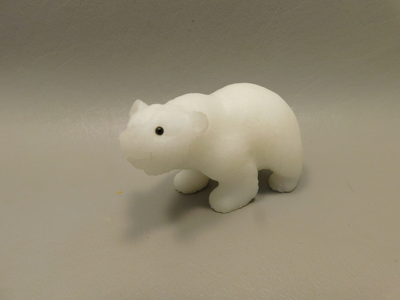 Polar Bear Figurine Gemstone Animal Carving White Marble #O1