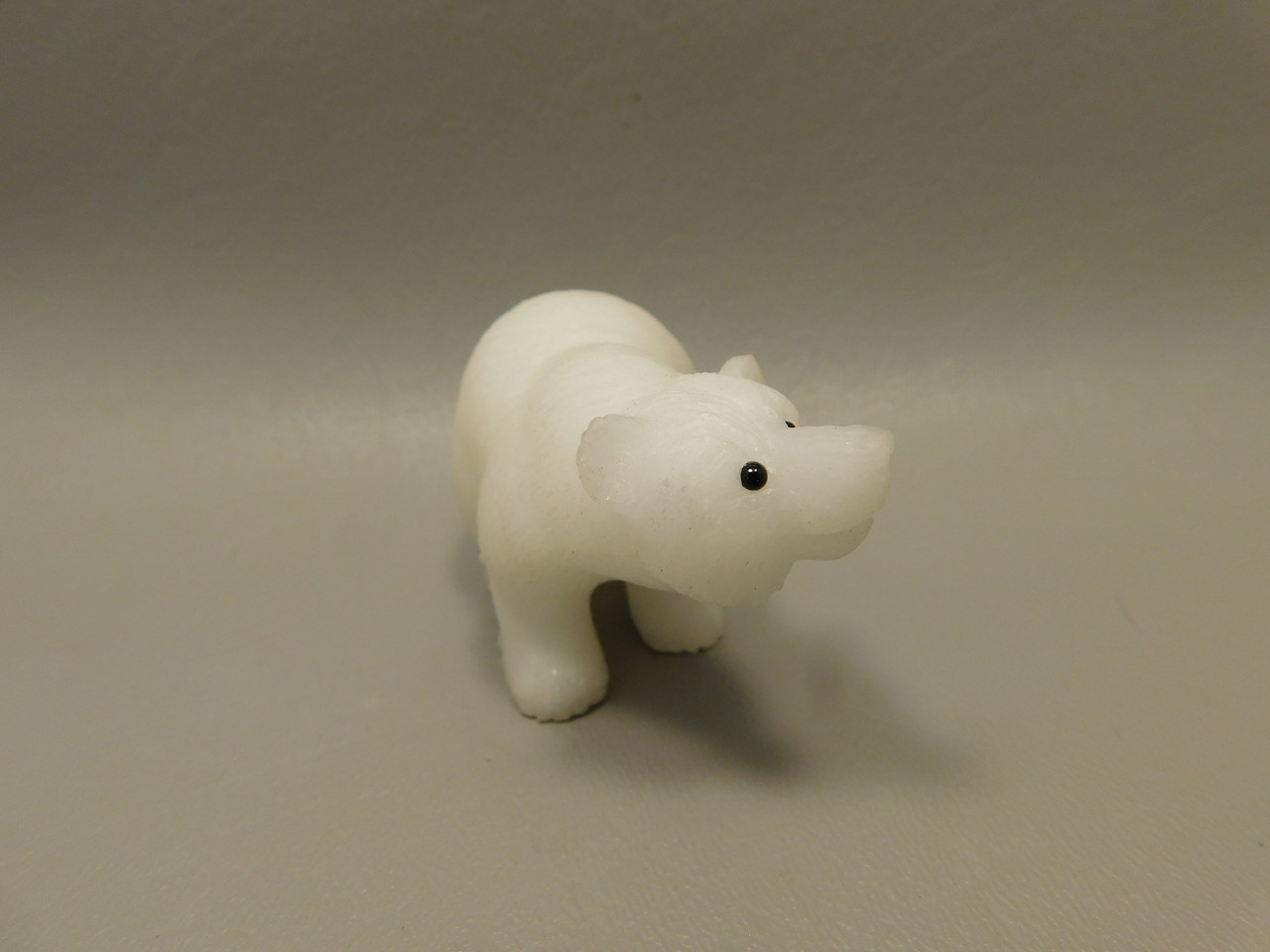 Polar Bear Figurine Gemstone Animal Carving White Marble #O1