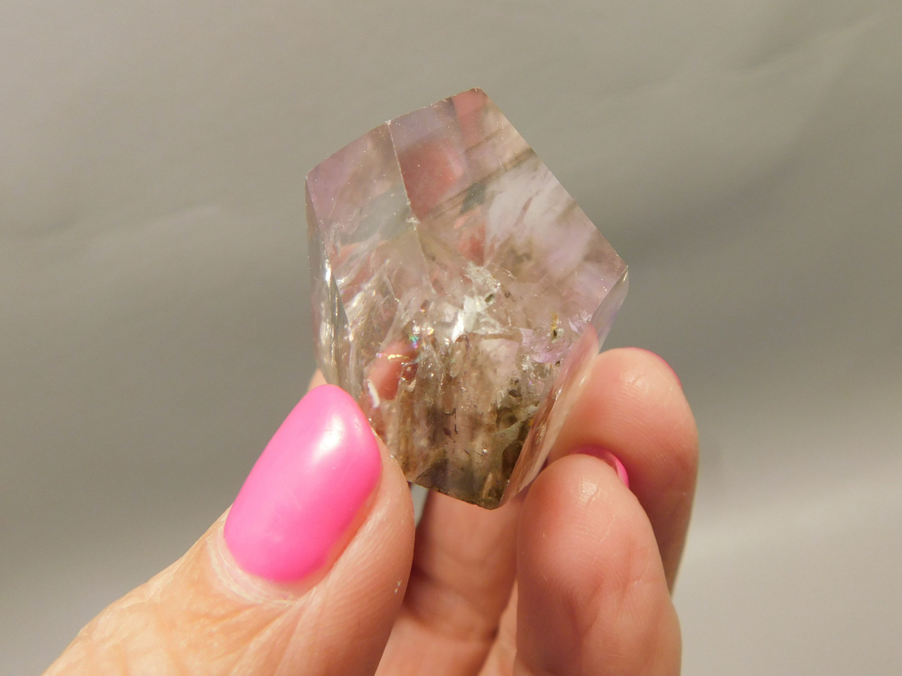 Amethyst and Quartz Freeform Polished Crystal Small 1.4 inch Healing Stone #O18