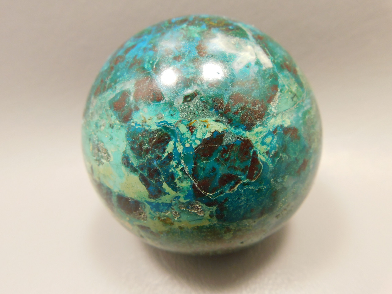 Chrysocolla Malachite Cuprite Stone Sphere Carving 2.5 inch #O1