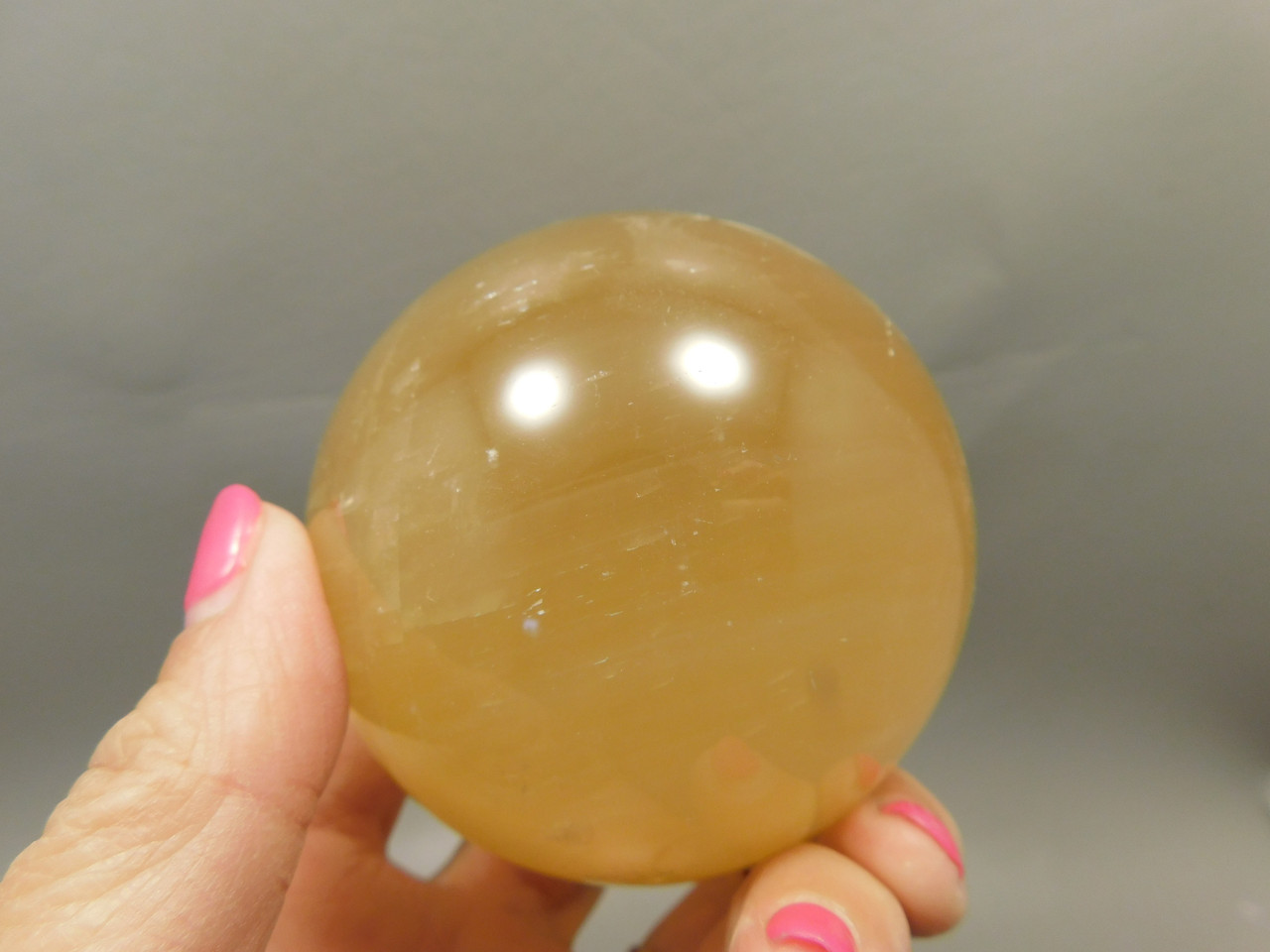 Honey Calcite Stone 2.78 inch Sphere Rock 71 mm Yellow Ball #O20