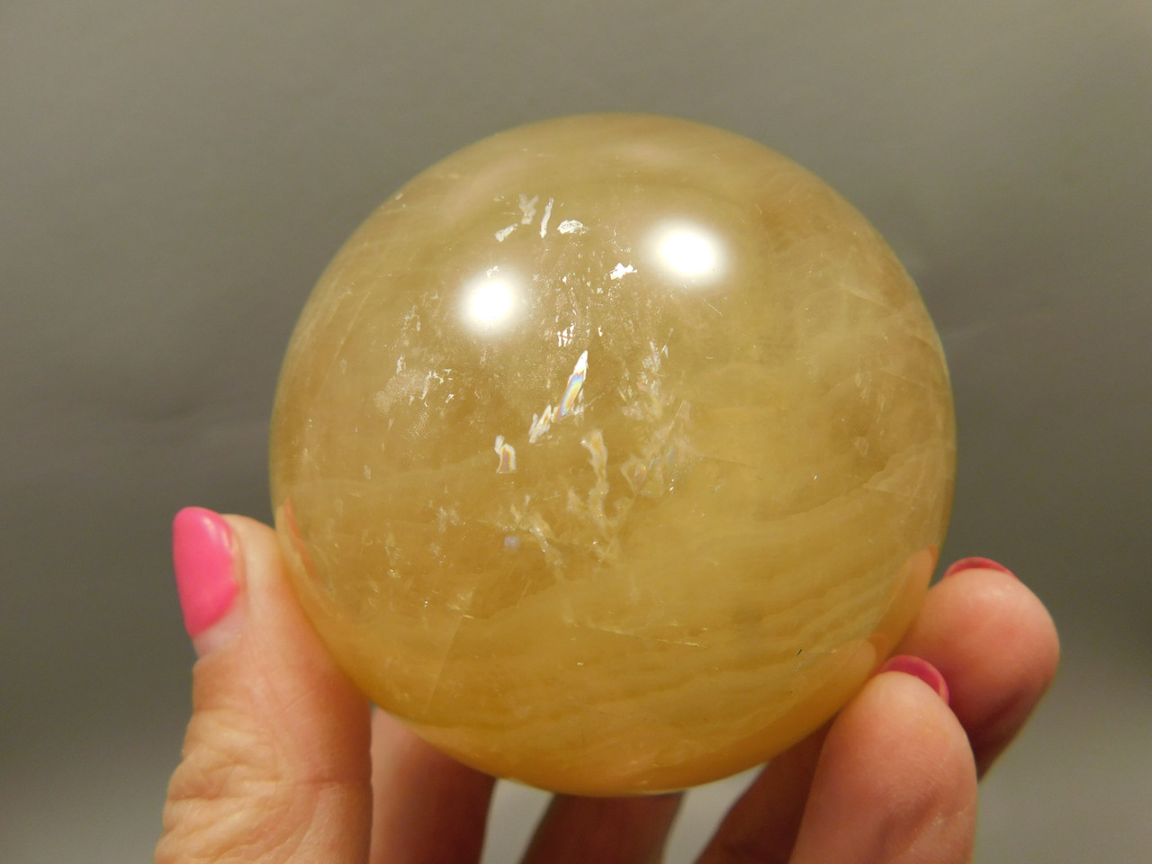 Honey Calcite Stone 2.78 inch Sphere Rock 71 mm Yellow Ball #O20