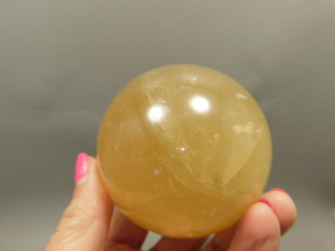 Honey Calcite Stone 2.78 inch Sphere Rock 71 mm Yellow Ball #O20