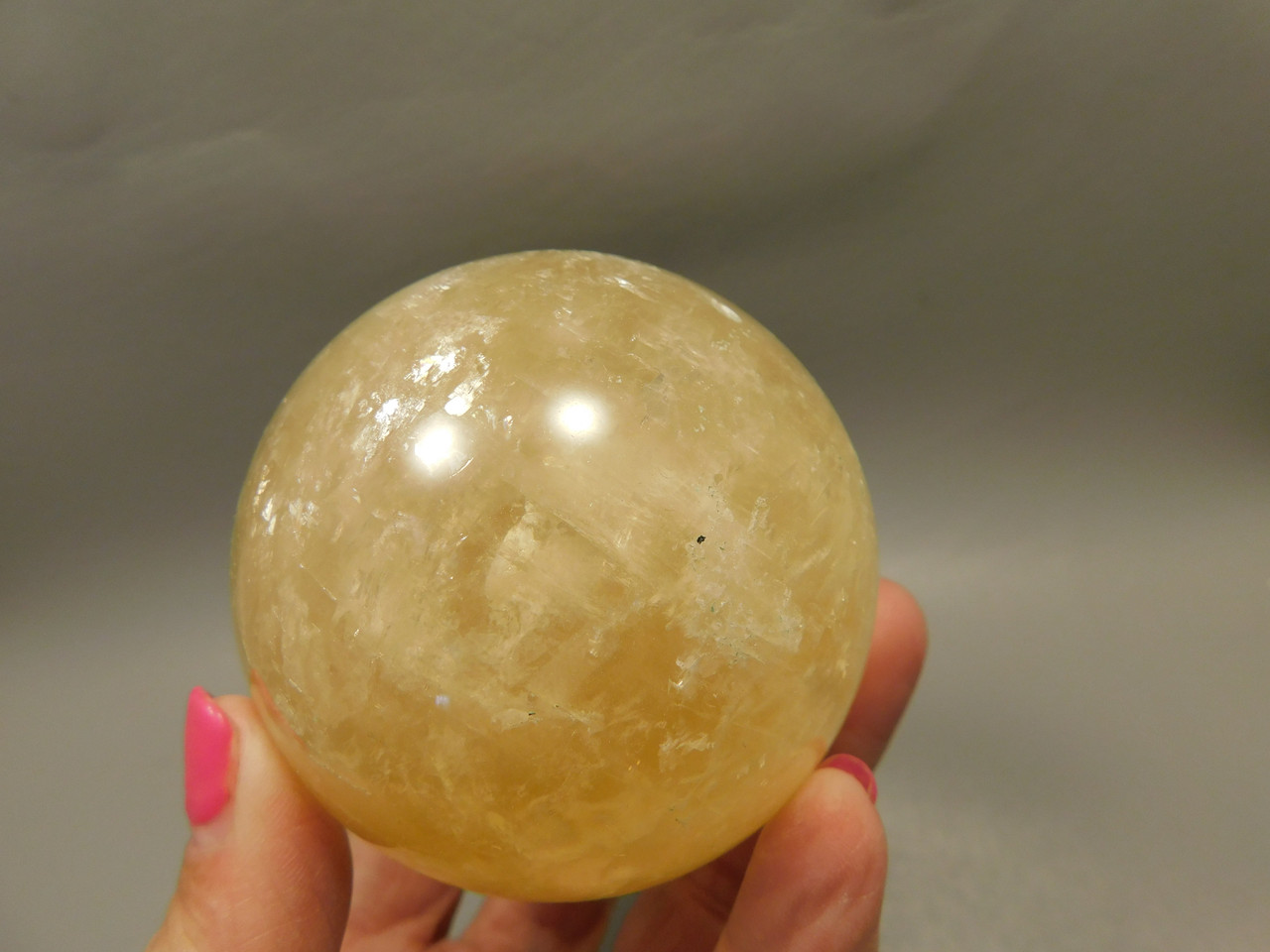 Honey Calcite Stone 2.7 inch Sphere Rock 68 mm Yellow Ball #O21