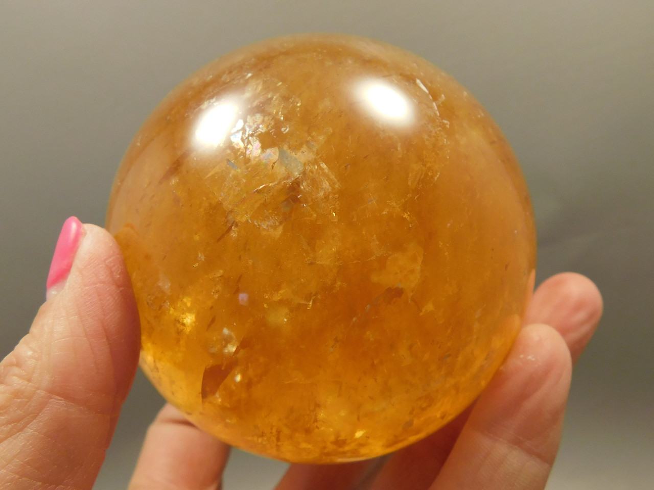 Honey Calcite Stone 3.16 inch Sphere Rock 80 mm Crystal Ball #O24