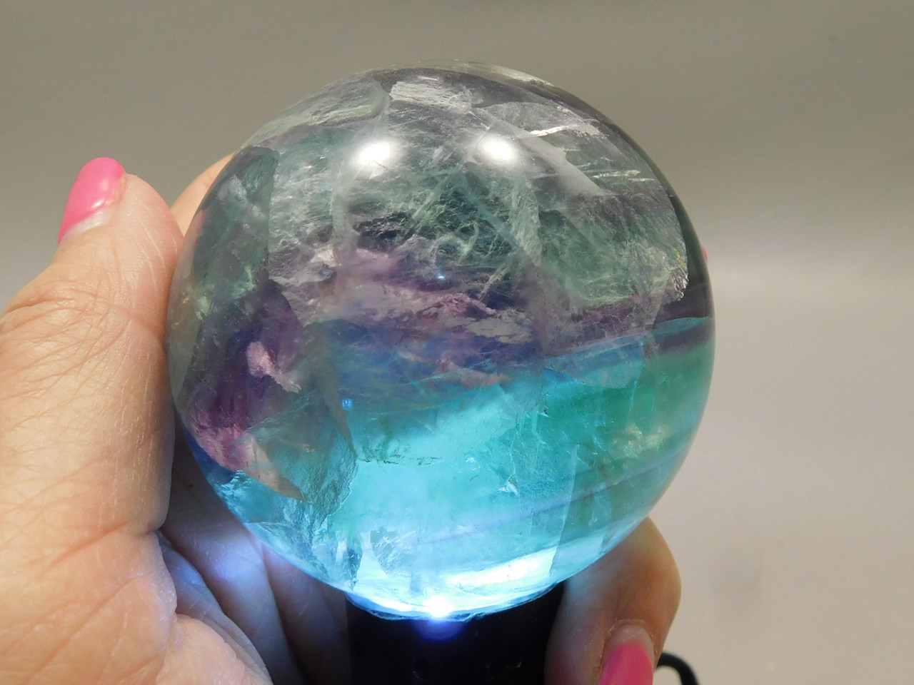 Fluorite Crystal Sphere 2.3 inch Mineral Green Stone 58.8 mm #O26