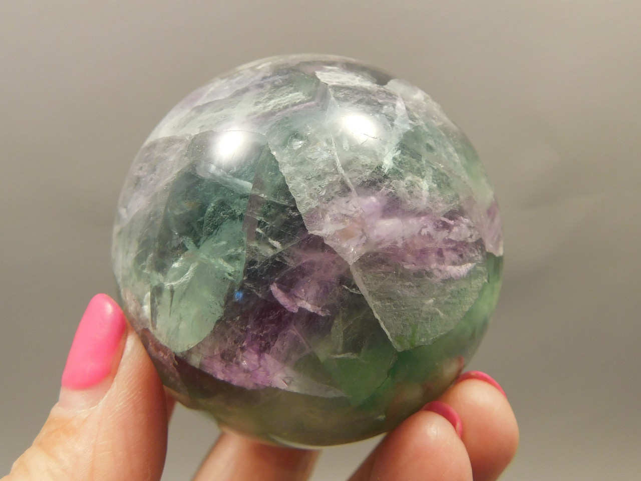 Fluorite Crystal Sphere 2.3 inch Mineral Green Stone 58.8 mm #O26