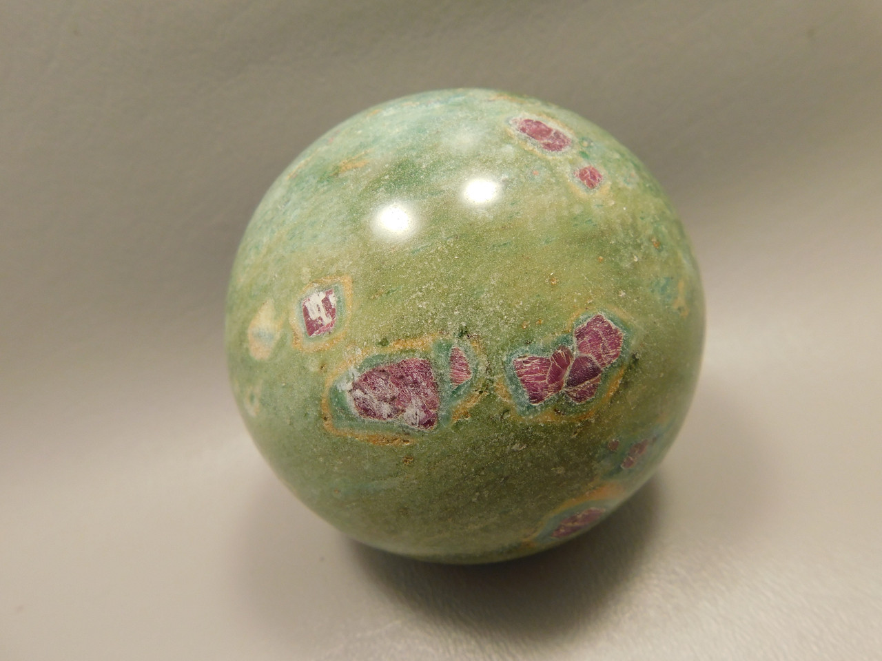 Ruby and Fuchsite Sphere Shaped Stone 3 inch Polished Rock #O5