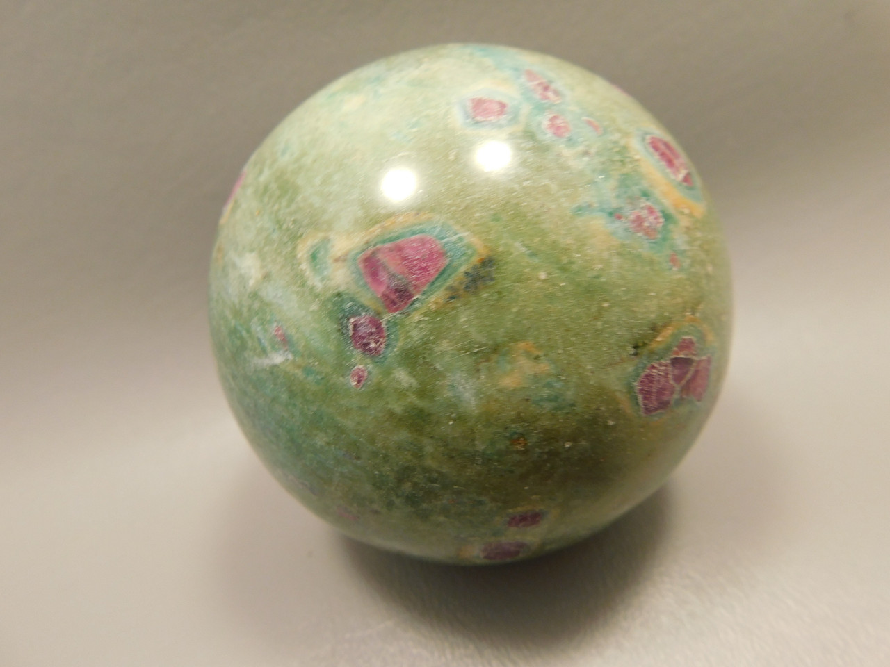 Ruby and Fuchsite Sphere Shaped Stone 3 inch Polished Rock #O5