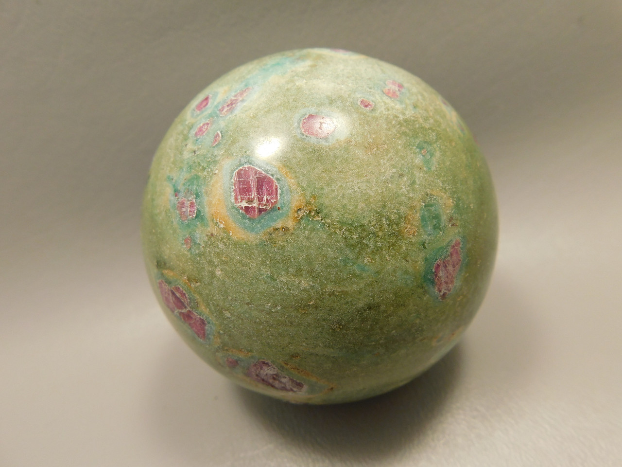 Ruby and Fuchsite Sphere Shaped Stone 3 inch Polished Rock #O5