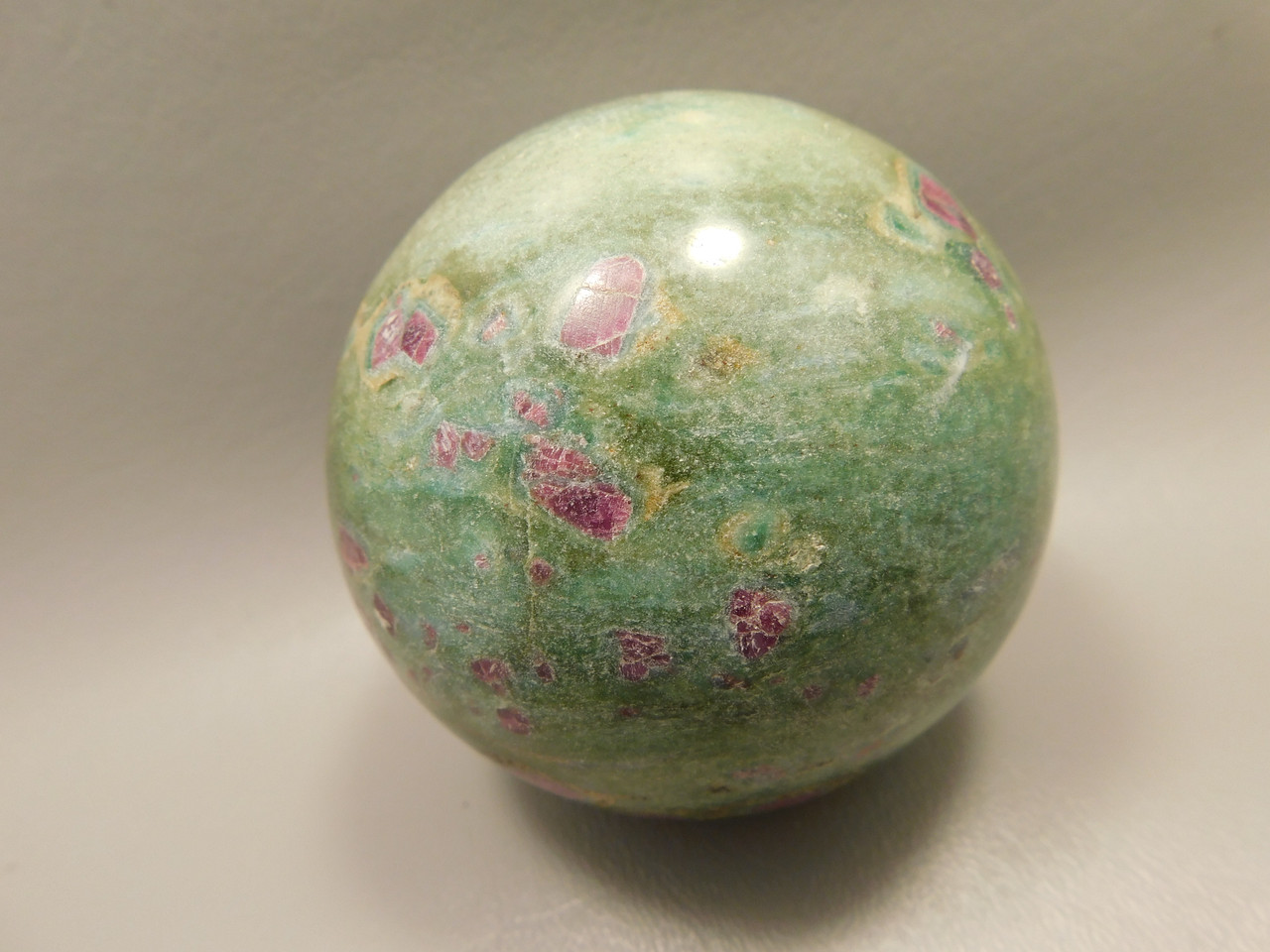 Ruby and Fuchsite Sphere Shaped Stone 3 inch Polished Rock #O5