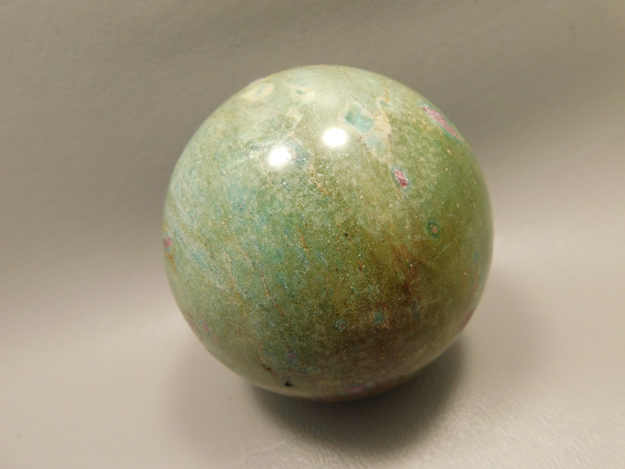 Ruby and Fuchsite Sphere Shaped Stone 3 inch Polished Rock #O5