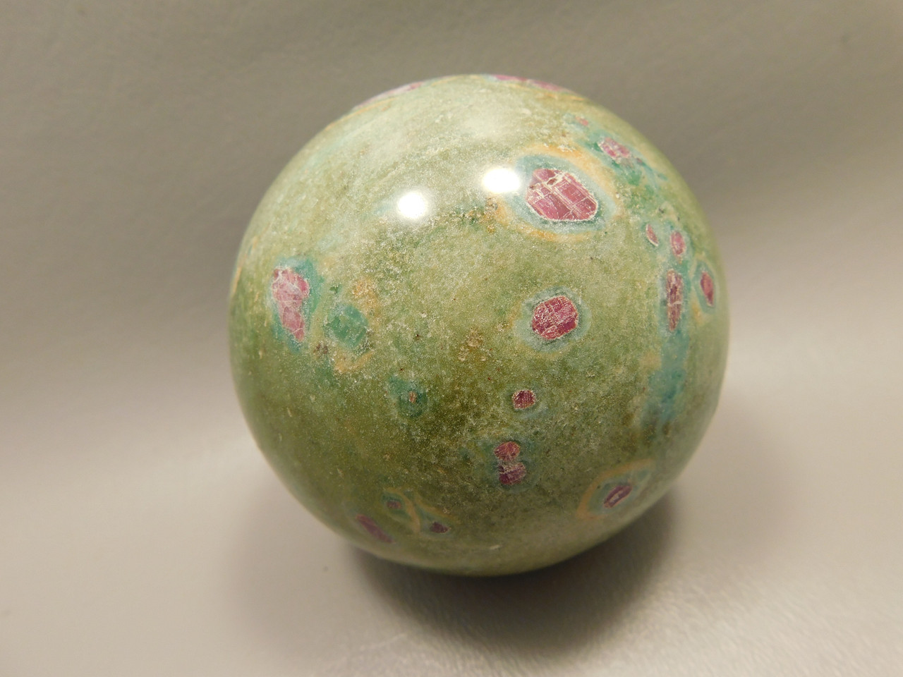 Ruby and Fuchsite Sphere Shaped Stone 3 inch Polished Rock #O5