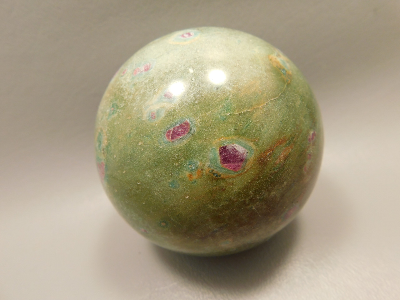 Ruby and Fuchsite Sphere Shaped Stone 3 inch Polished Rock #O5