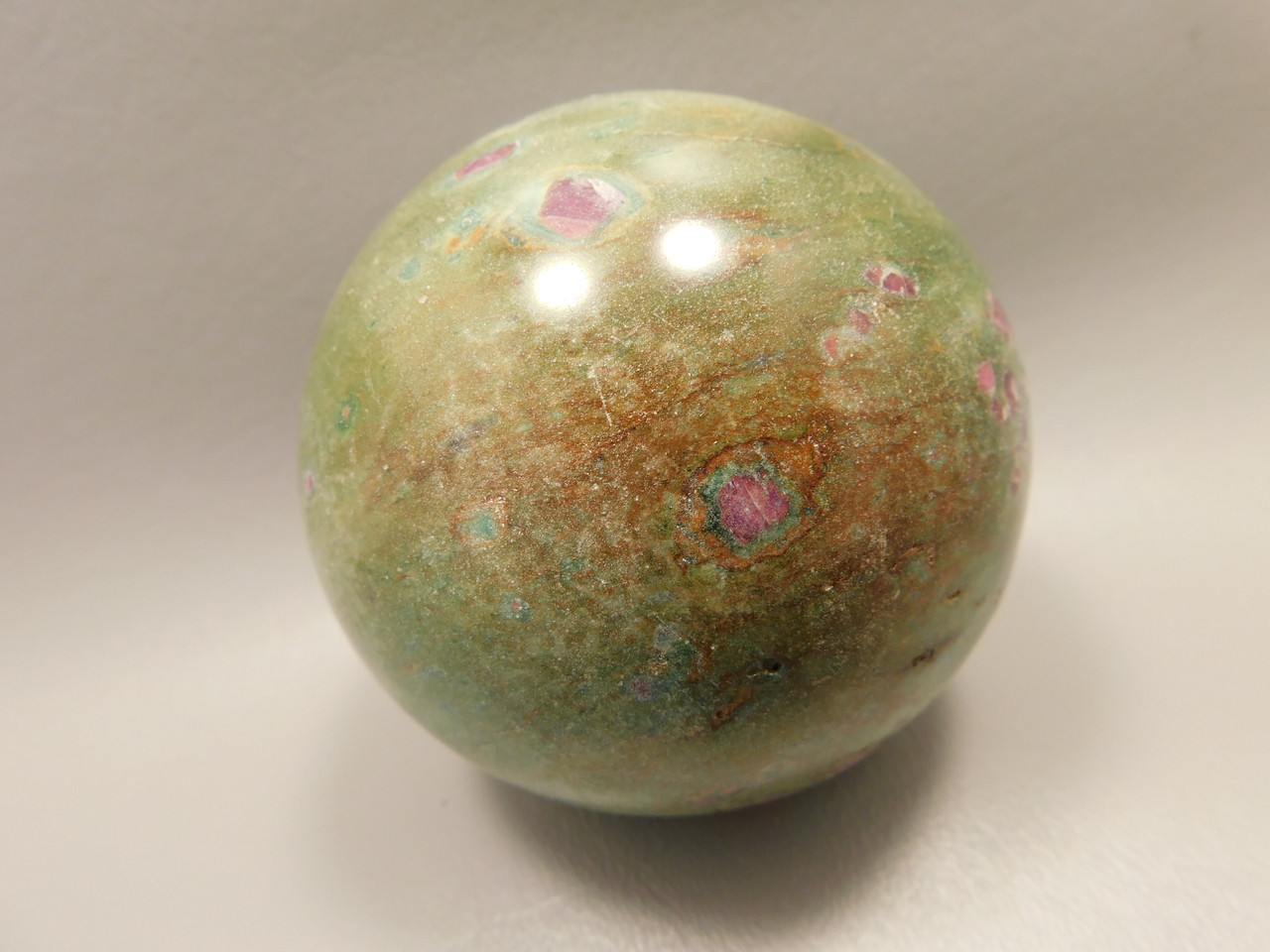 Ruby and Fuchsite Sphere Shaped Stone 3 inch Polished Rock #O5