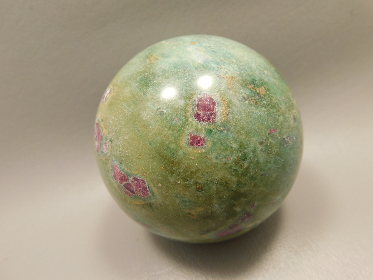 Ruby and Fuchsite Sphere Shaped Stone 3 inch Polished Rock #O5