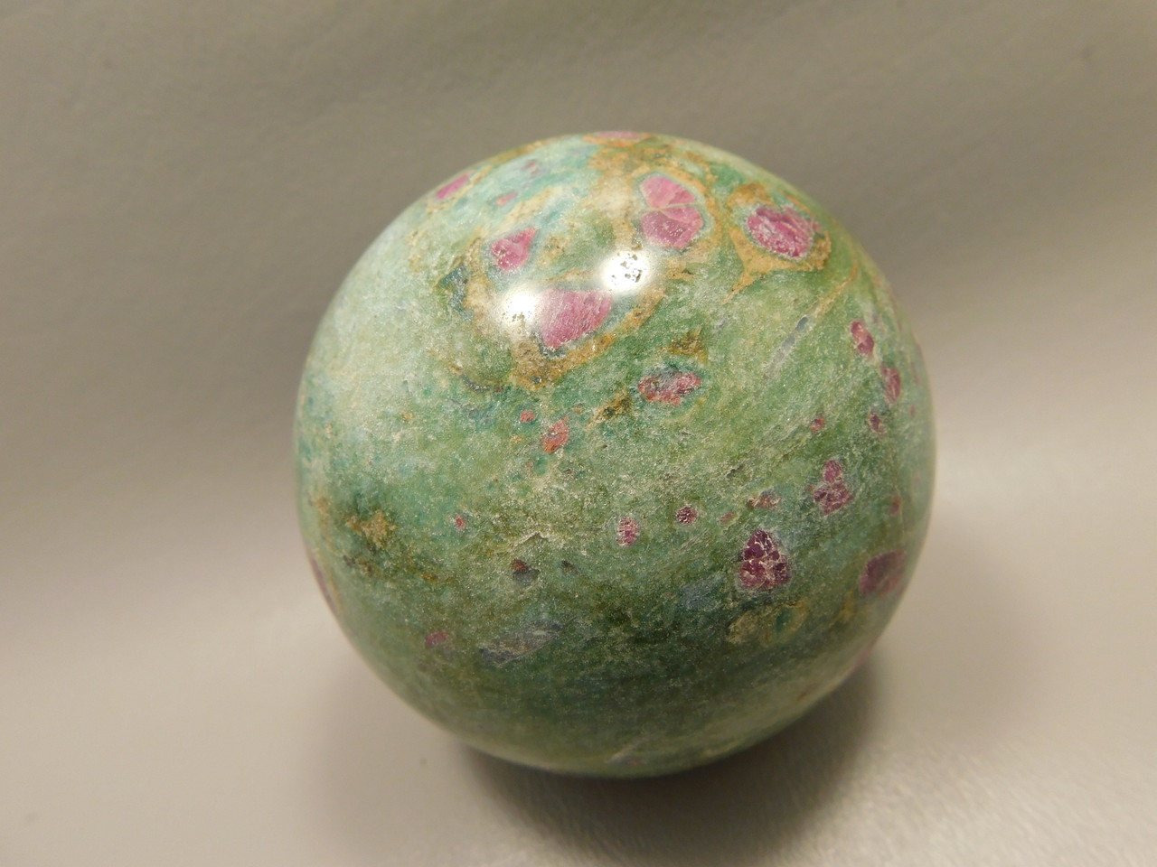Ruby and Fuchsite Sphere Shaped Stone 3 inch Polished Rock #O5