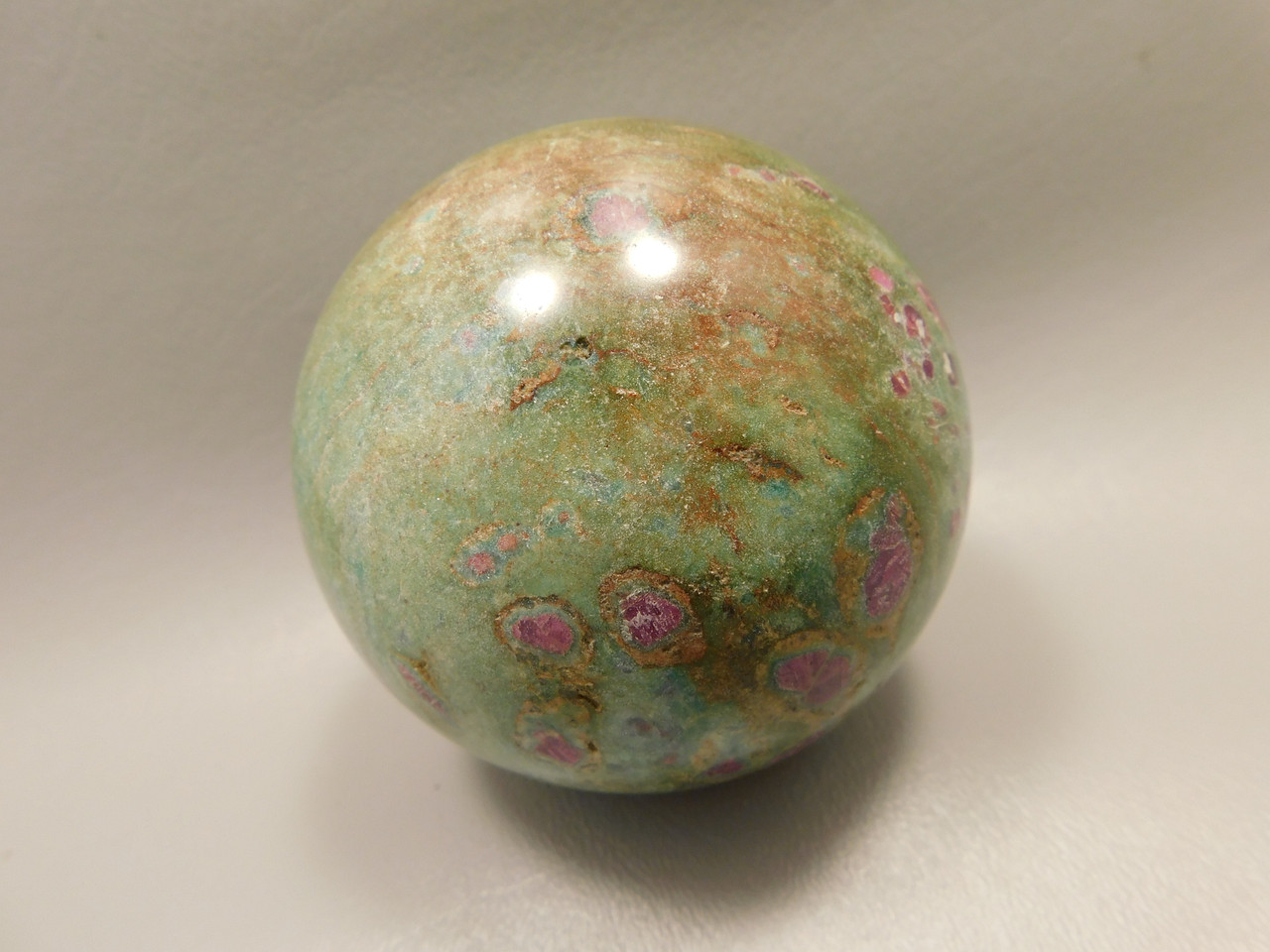 Ruby and Fuchsite Sphere Shaped Stone 3 inch Polished Rock #O5