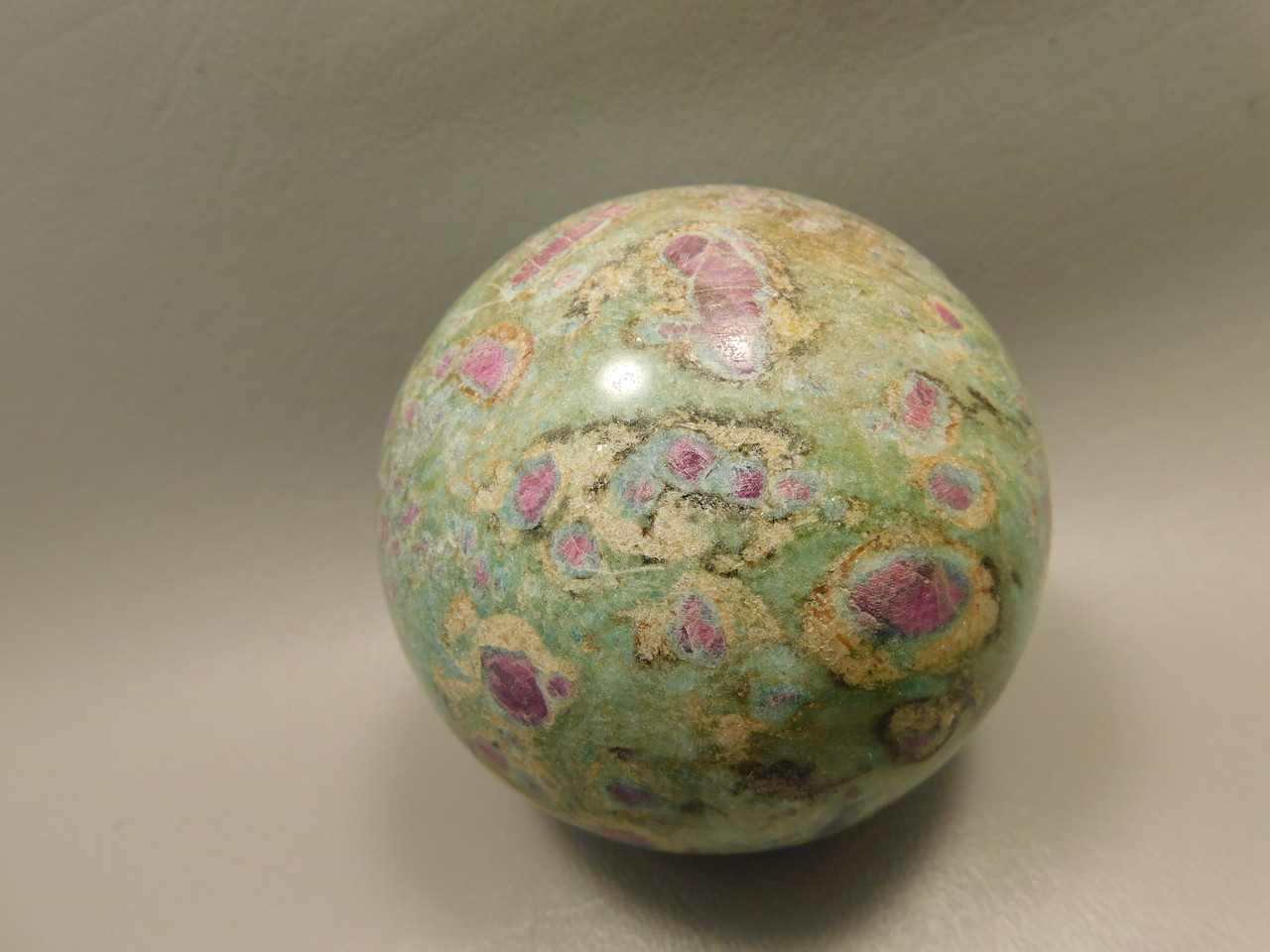 Ruby and Fuchsite Sphere Shaped Stone 3 inch Polished Rock #O5