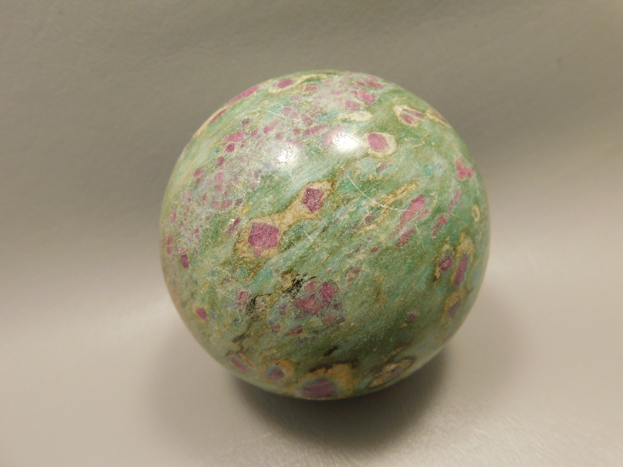 Ruby and Fuchsite Sphere Shaped Stone 3 inch Polished Rock #O5