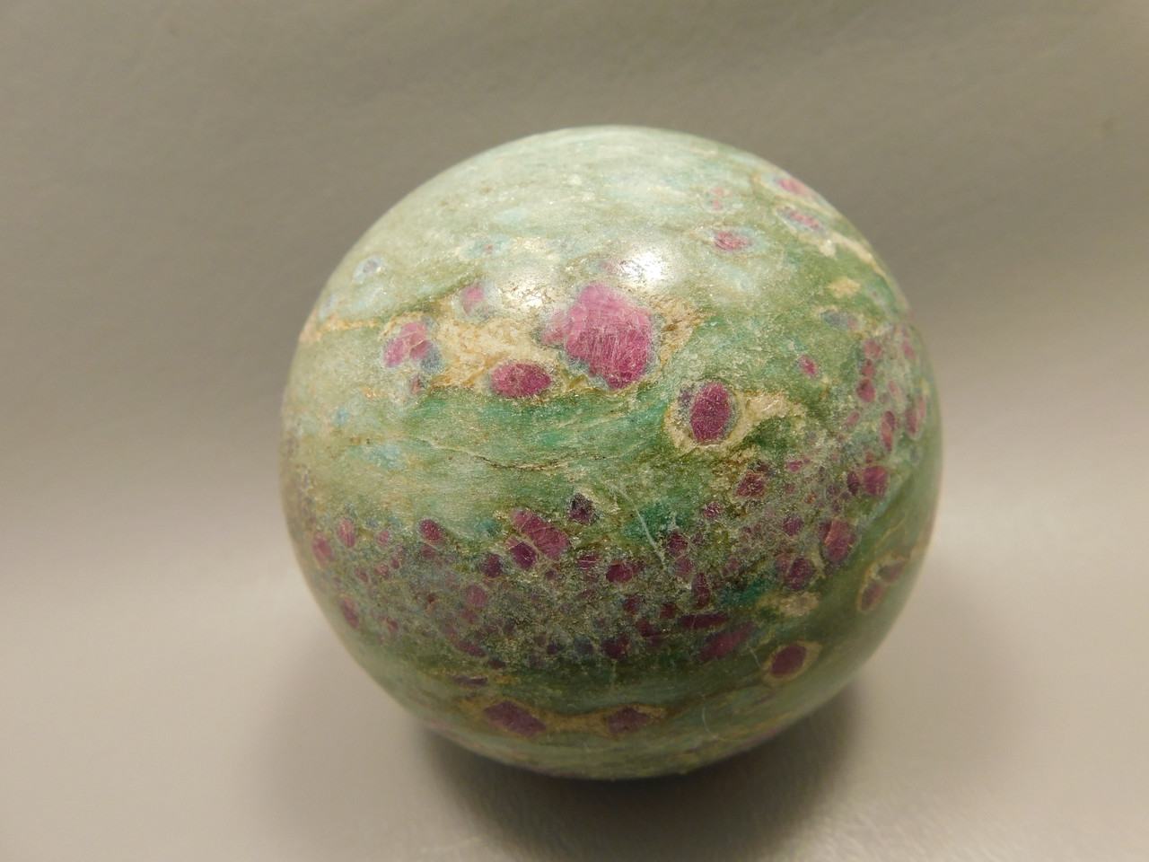 Ruby and Fuchsite Sphere Shaped Stone 3 inch Polished Rock #O5