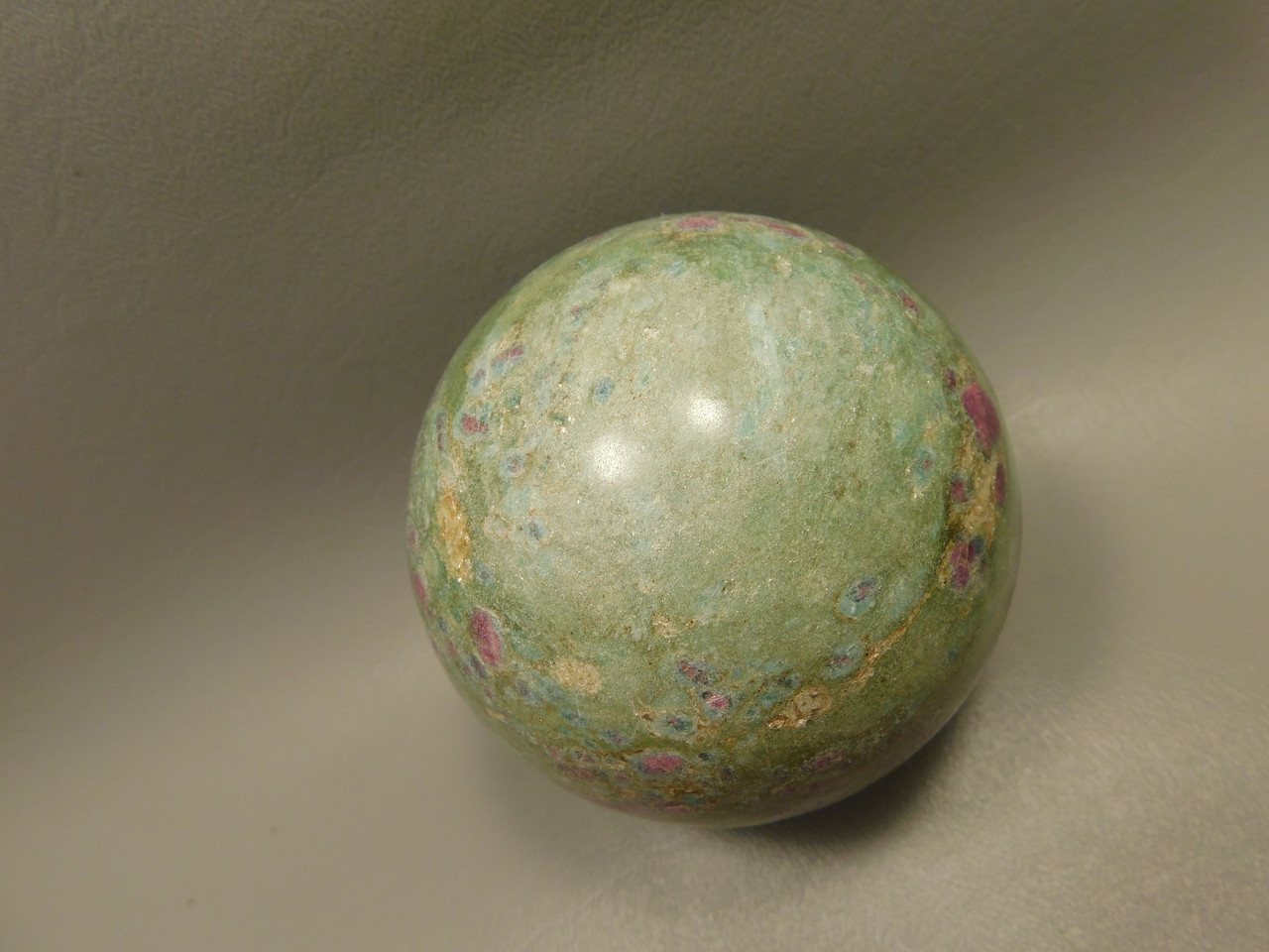 Ruby and Fuchsite Sphere Shaped Stone 3 inch Polished Rock #O5