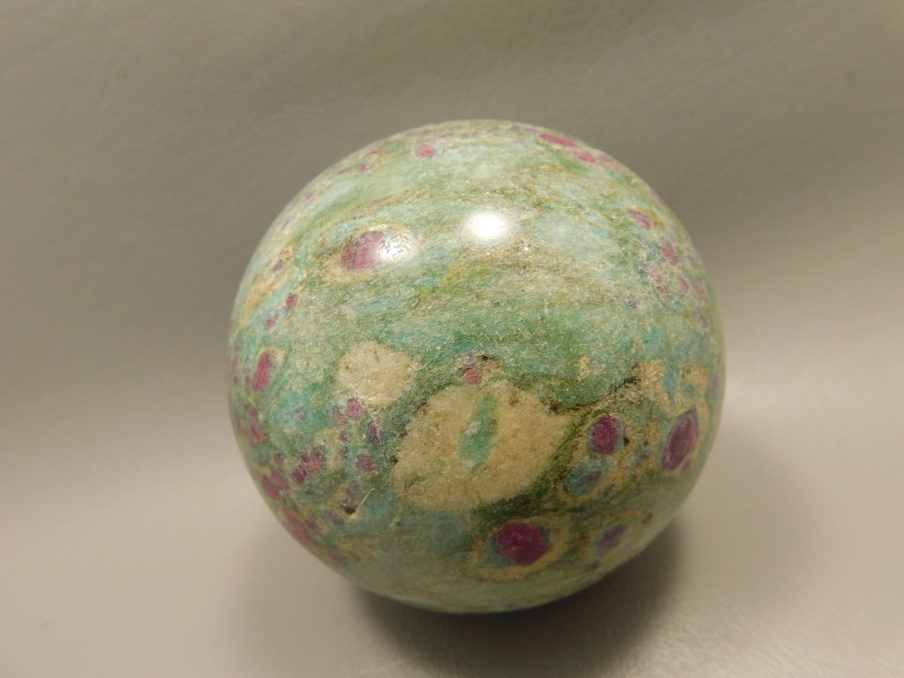 Ruby and Fuchsite Sphere Shaped Stone 3 inch Polished Rock #O5