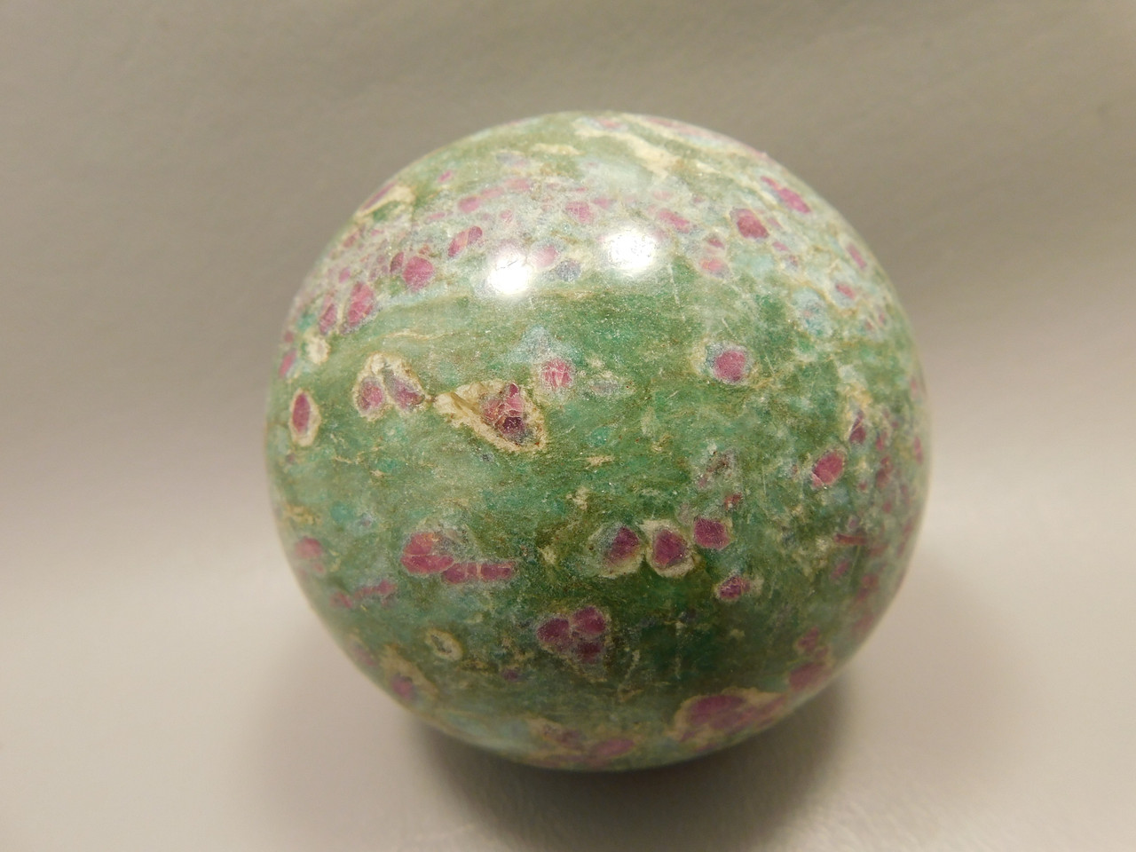 Ruby and Fuchsite Sphere Shaped Stone 3 inch Polished Rock #O5