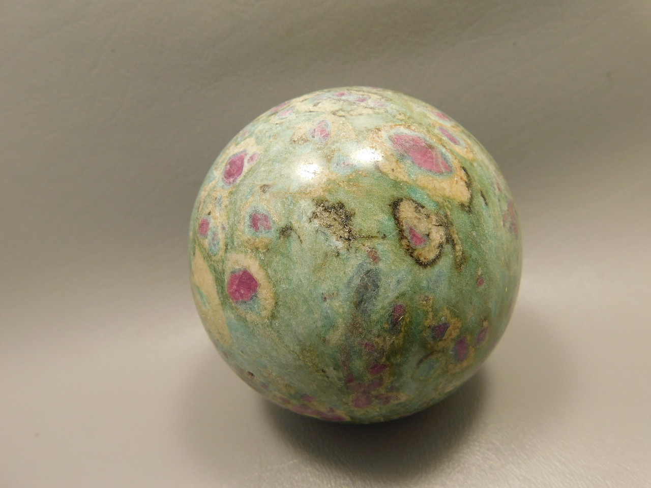 Ruby and Fuchsite Sphere Shaped Stone 3 inch Polished Rock #O5