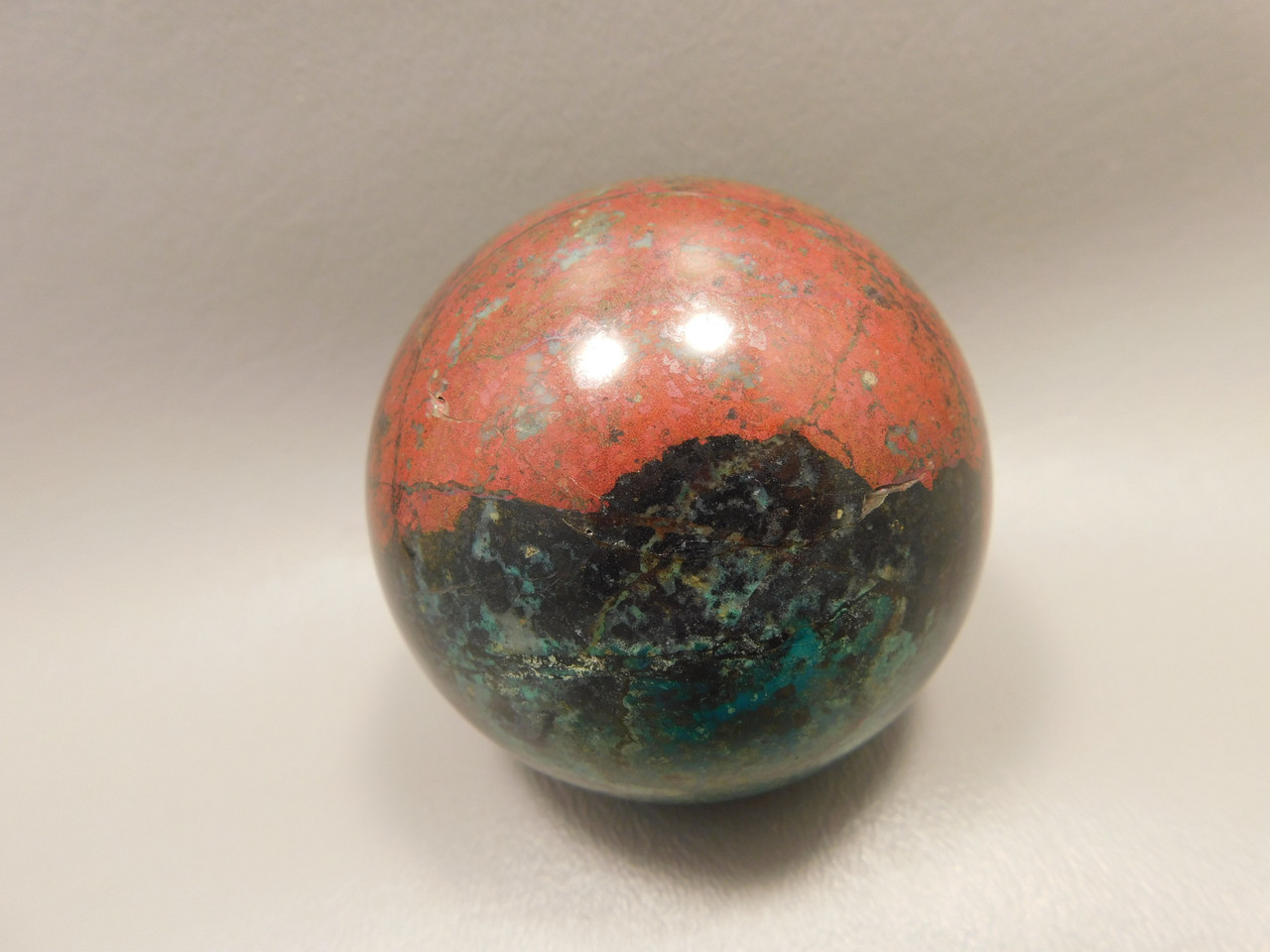 Chrysocolla Cuprite Sonora Sunset Stone Sphere 2.5 inch Rock #O4