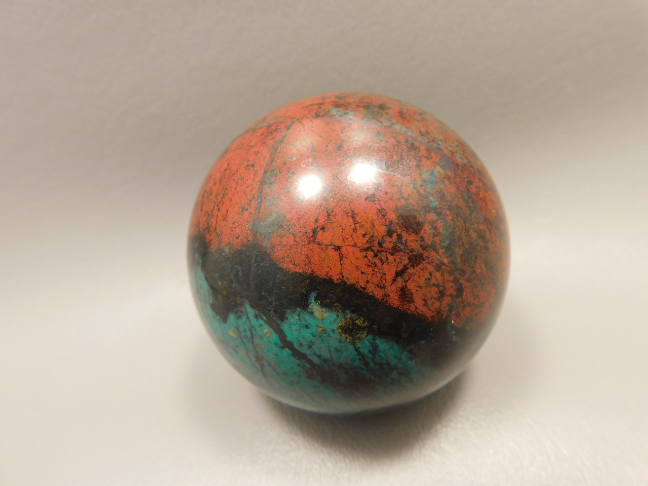 Chrysocolla Cuprite Sonora Sunset Stone Sphere 2.5 inch Rock #O4