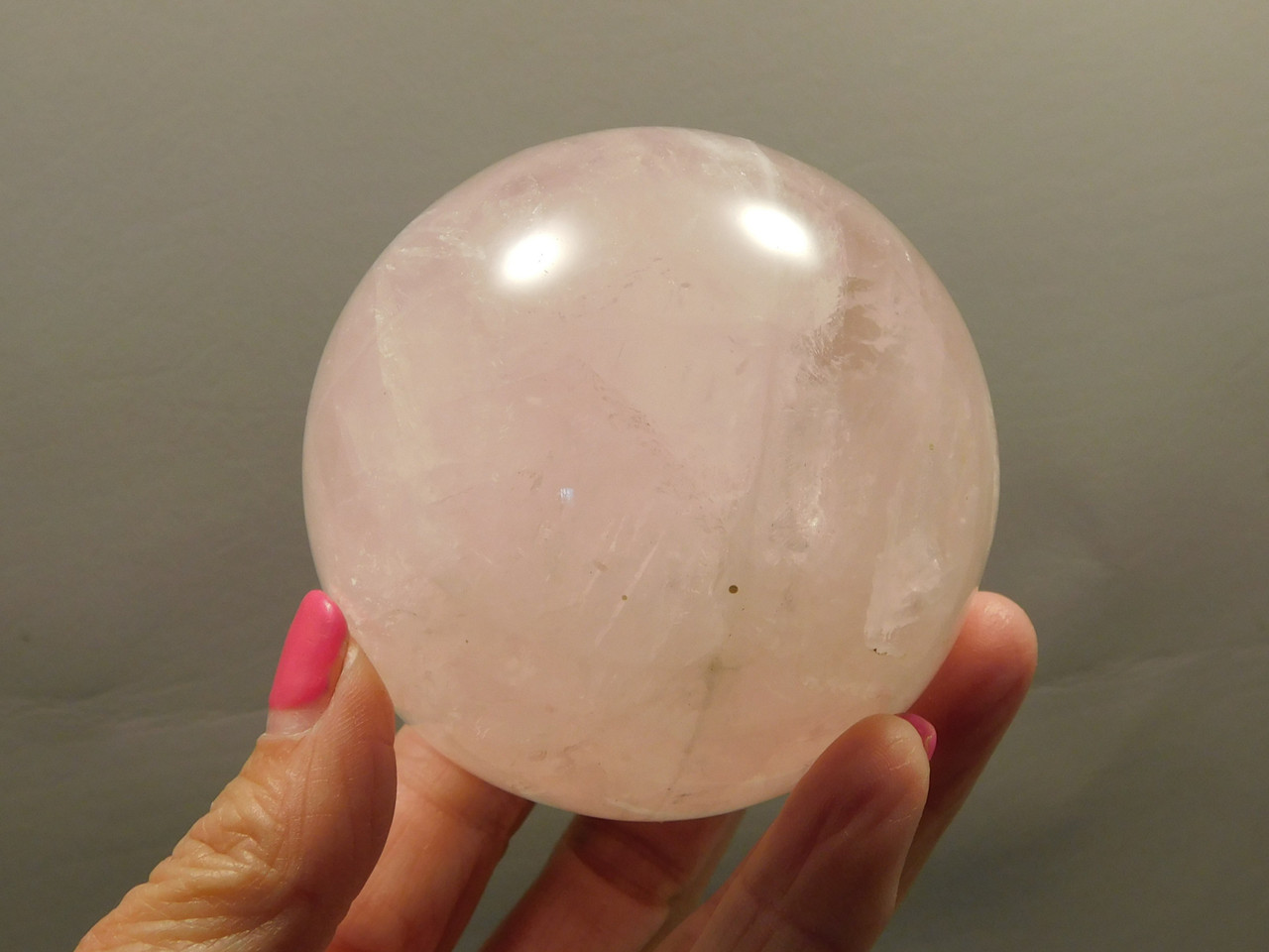 Star Rose Quartz Sphere 2.8 inch Pink Gemstone 71 mm Ball #O2