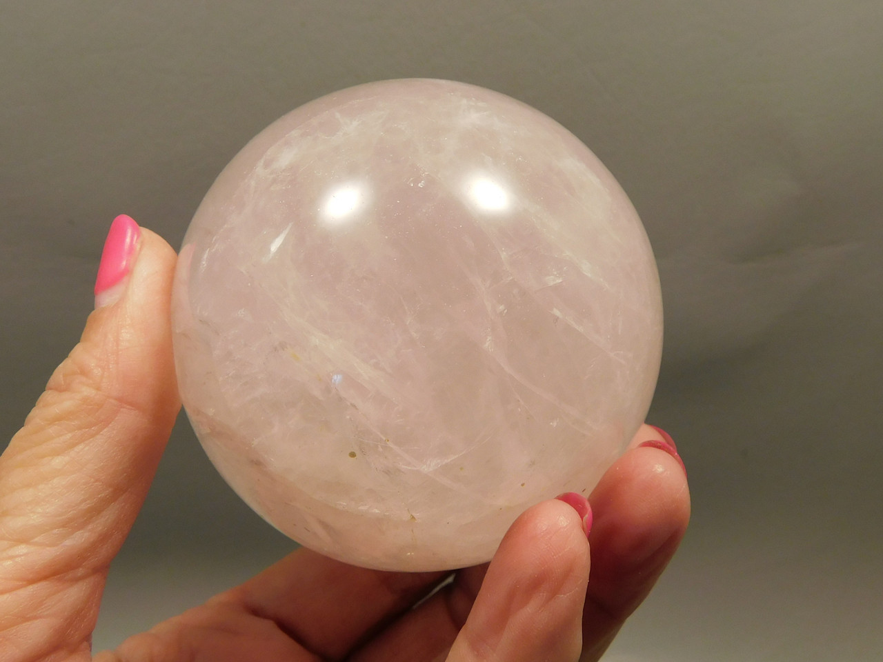 Star Rose Quartz Sphere 2.8 inch Pink Gemstone 71 mm Ball #O2