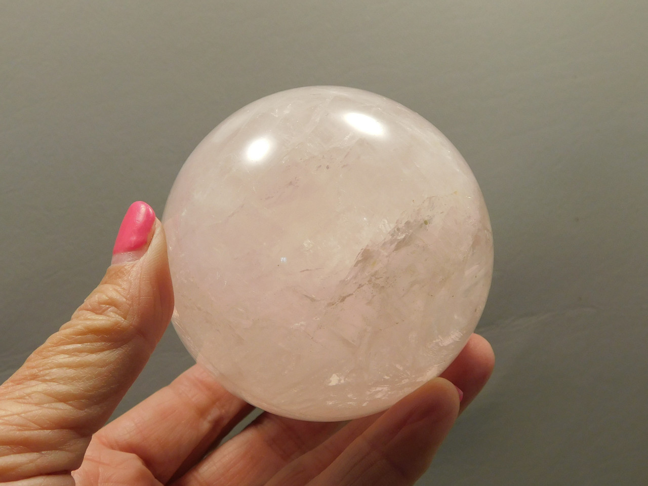 Star Rose Quartz Sphere 2.8 inch Pink Gemstone 71 mm Ball #O2