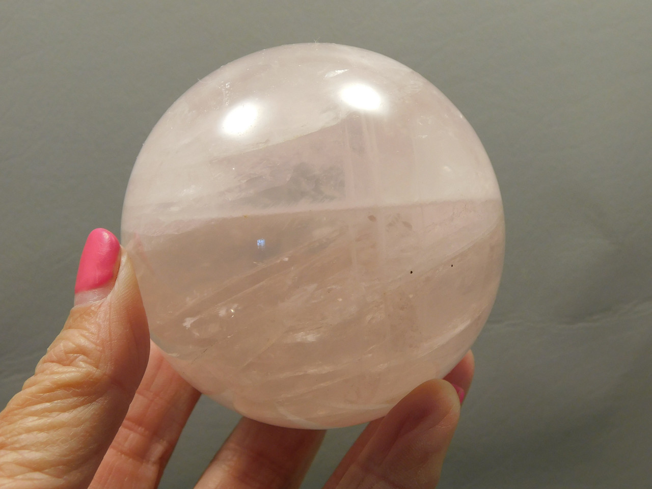 Star Rose Quartz Sphere 2.8 inch Pink Gemstone 71 mm Ball #O2