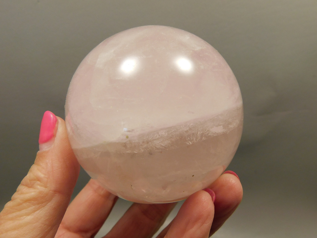 Star Rose Quartz Sphere 2.8 inch Pink Gemstone 71 mm Ball #O2