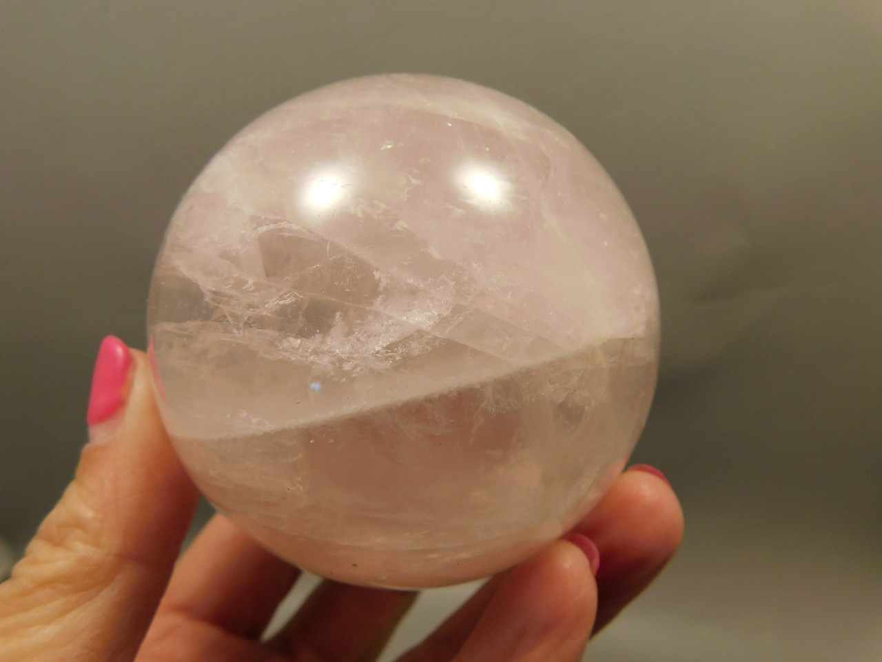 Star Rose Quartz Sphere 2.8 inch Pink Gemstone 71 mm Ball #O2
