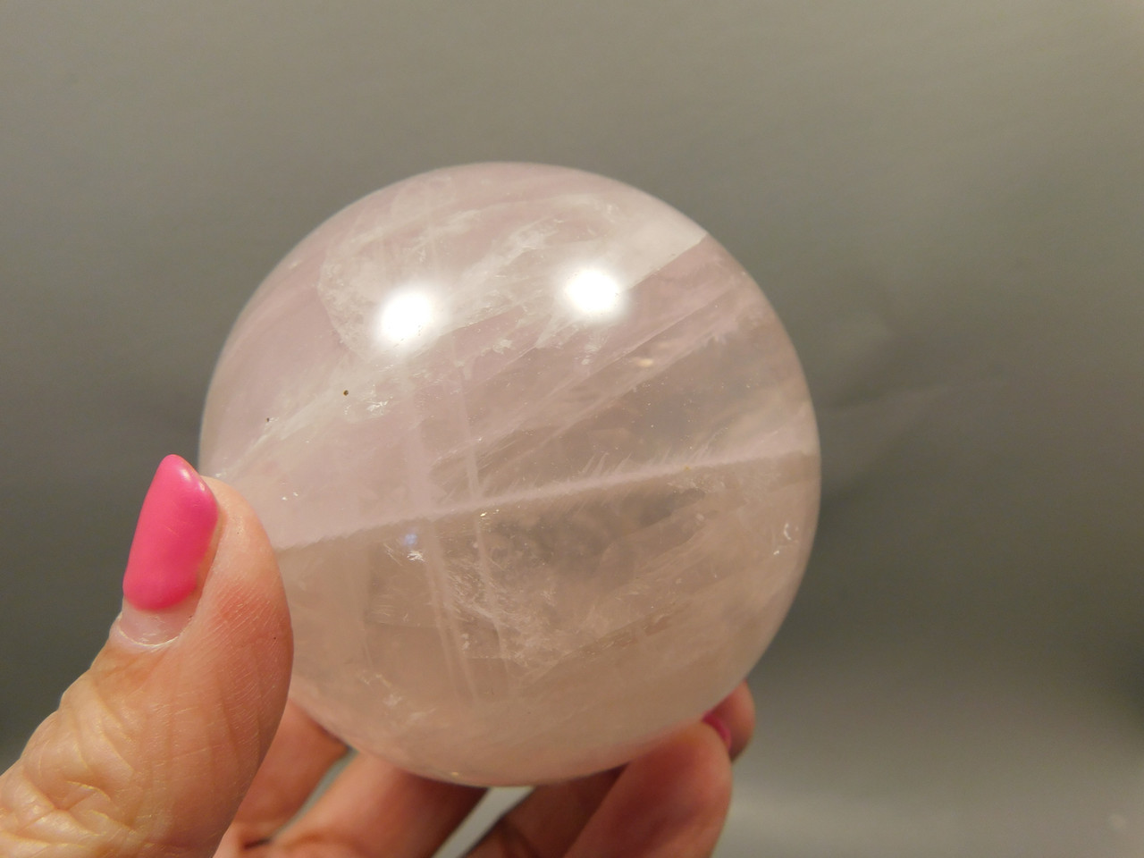 Star Rose Quartz Sphere 2.8 inch Pink Gemstone 71 mm Ball #O2