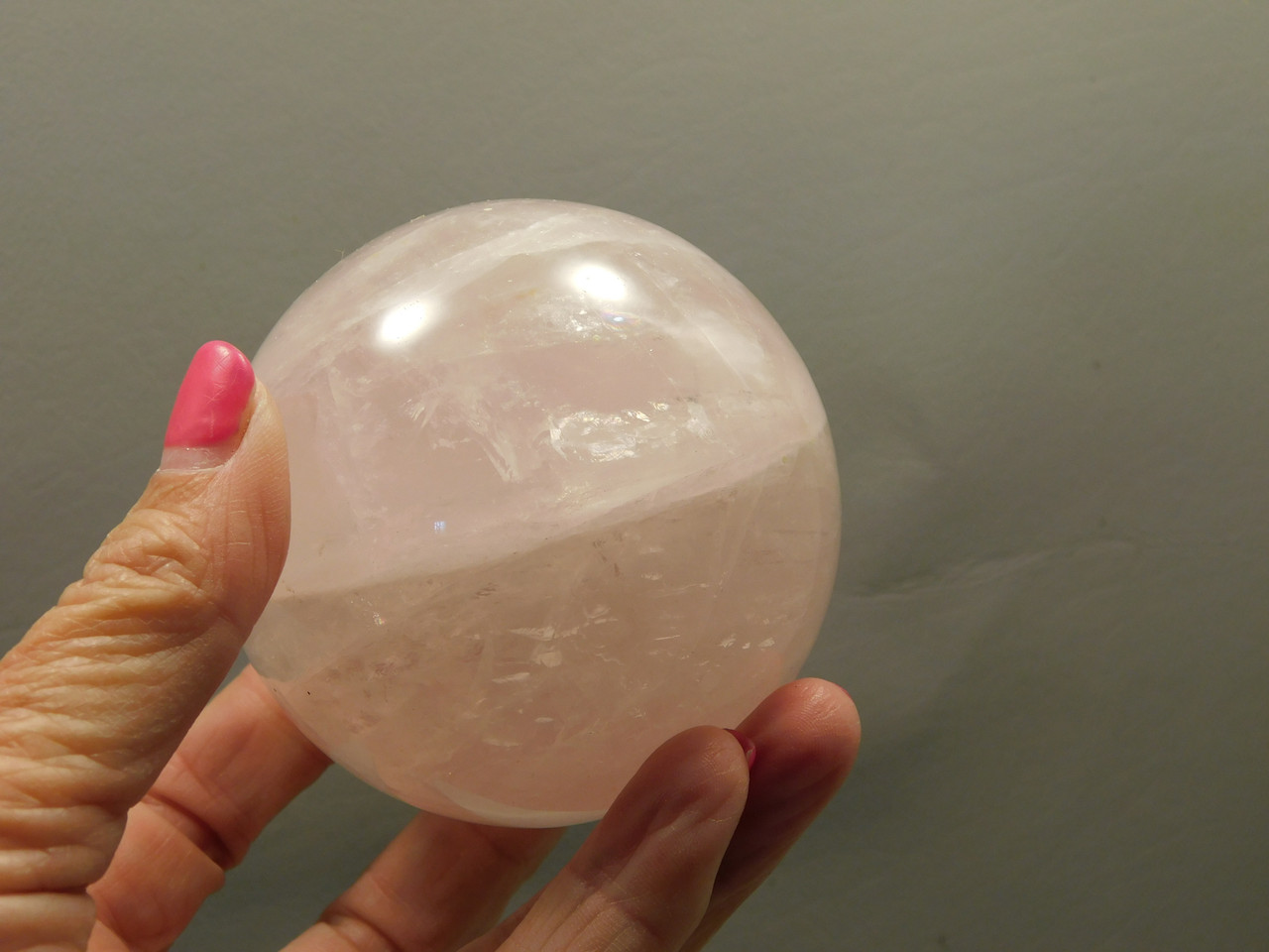 Star Rose Quartz Sphere 2.8 inch Pink Gemstone 71 mm Ball #O2