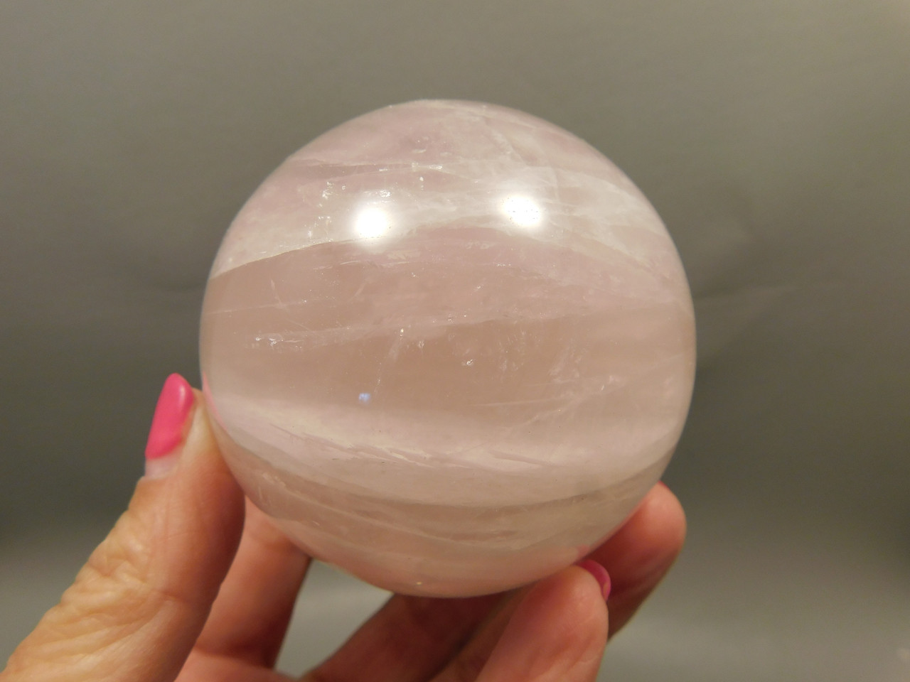 Star Rose Quartz Sphere 2.8 inch Pink Gemstone 71 mm Ball #O2