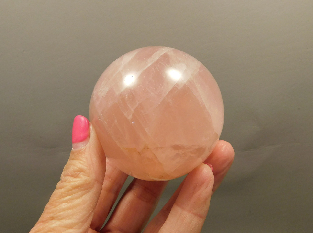 Star Rose Quartz Sphere 2.5 inch Pink Gemstone 63 mm Ball #O4