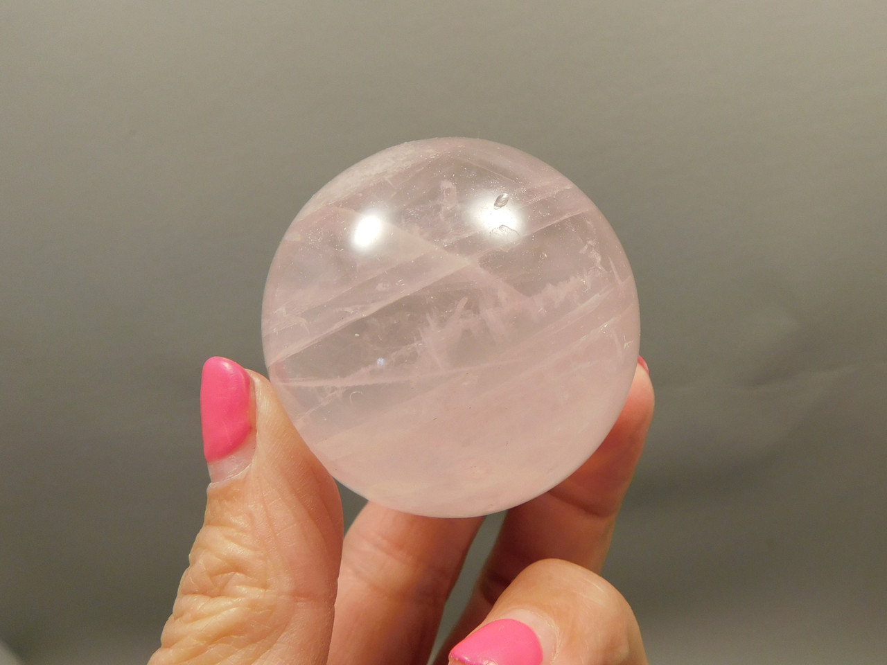 Star Rose Quartz Sphere 1.9 inch Pink Gemstone 48 mm Ball #O6