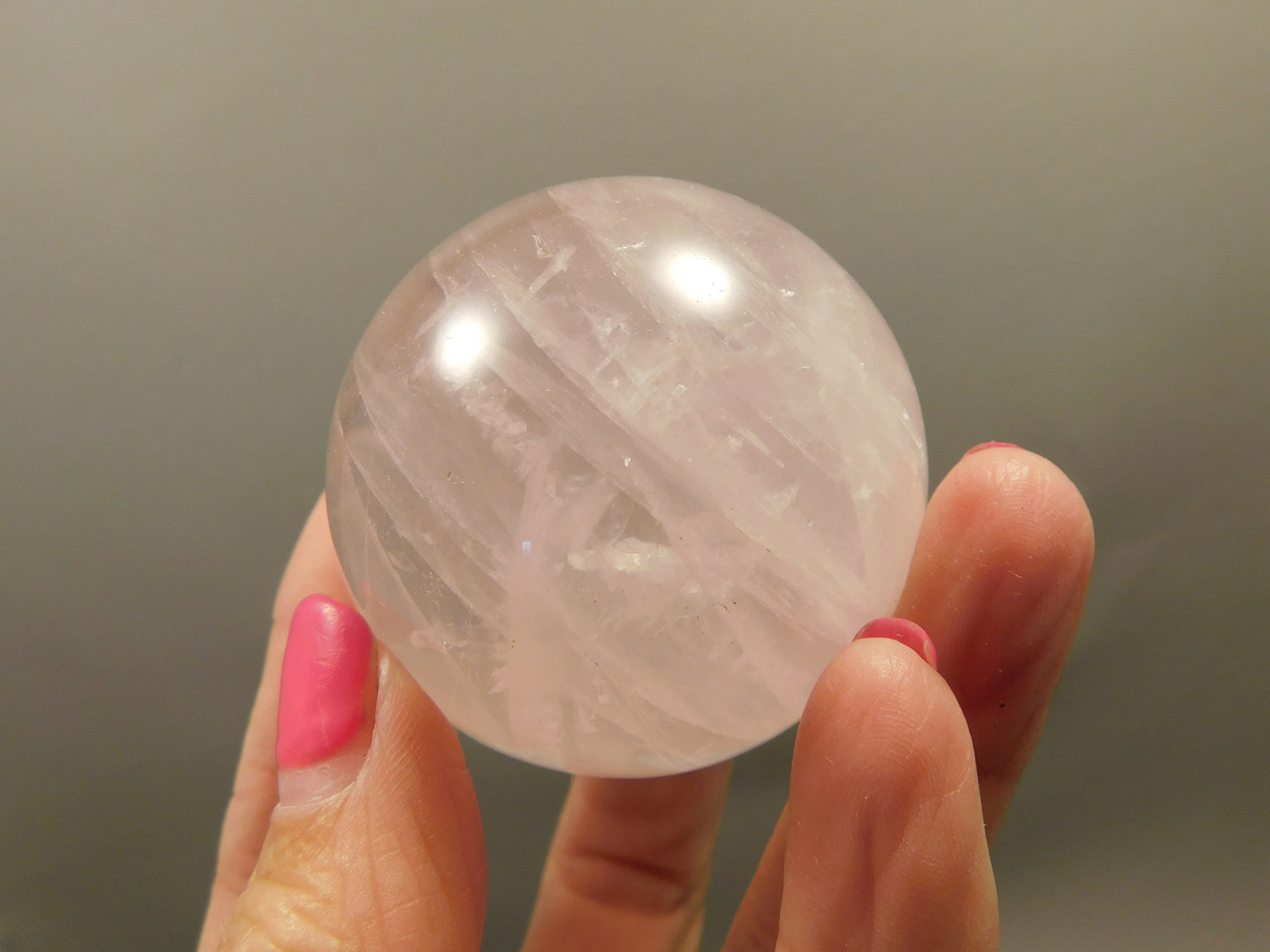 Star Rose Quartz Sphere 1.9 inch Pink Gemstone 48 mm Ball #O6