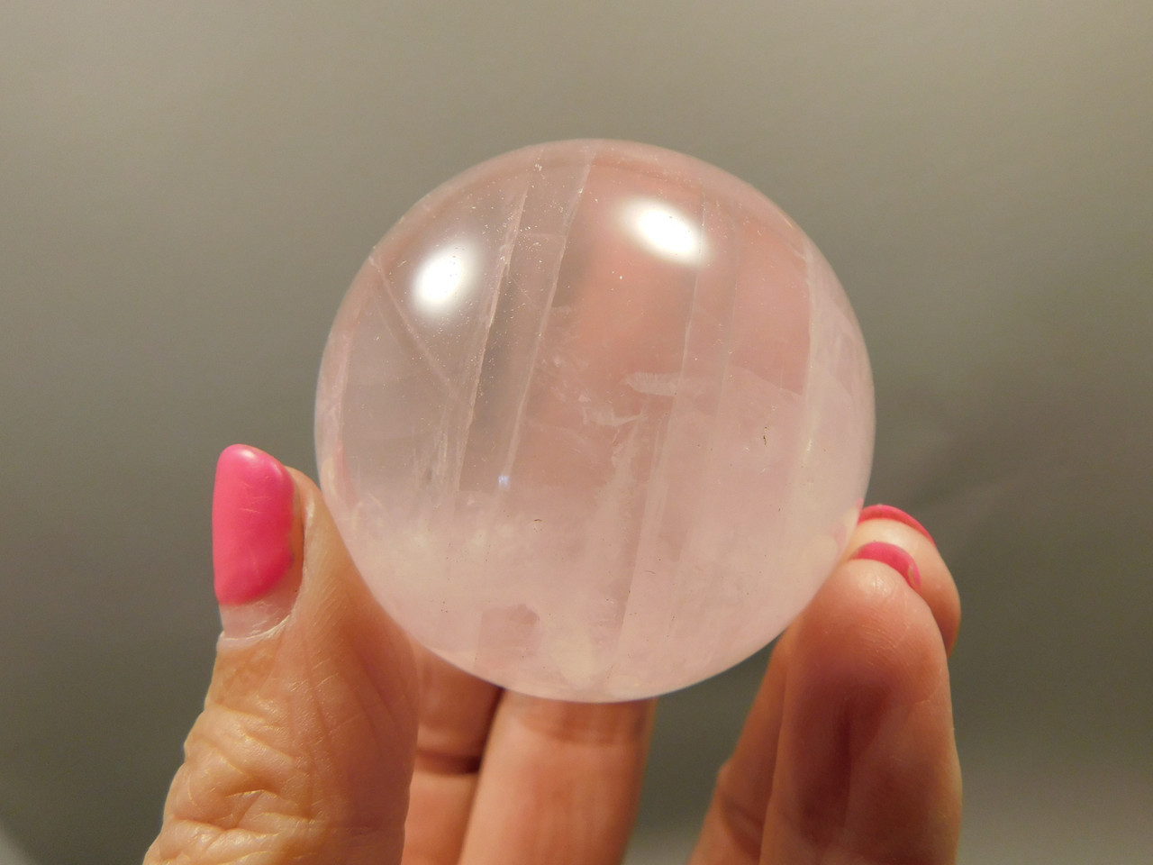 Star Rose Quartz Sphere 1.9 inch Pink Gemstone 48 mm Ball #O6